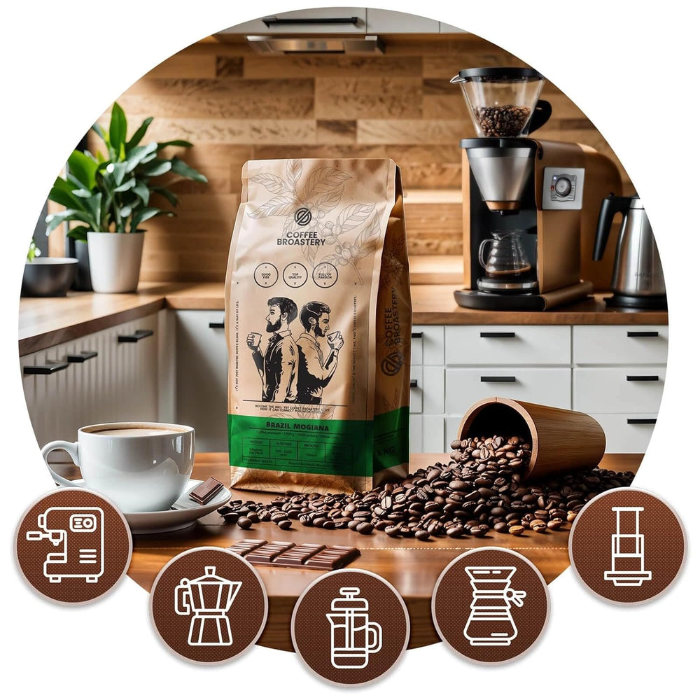 Geschenkset – Premium-Kaffeebohnen Mogiana aus Brasilien 1 kg + Keramiktasse
