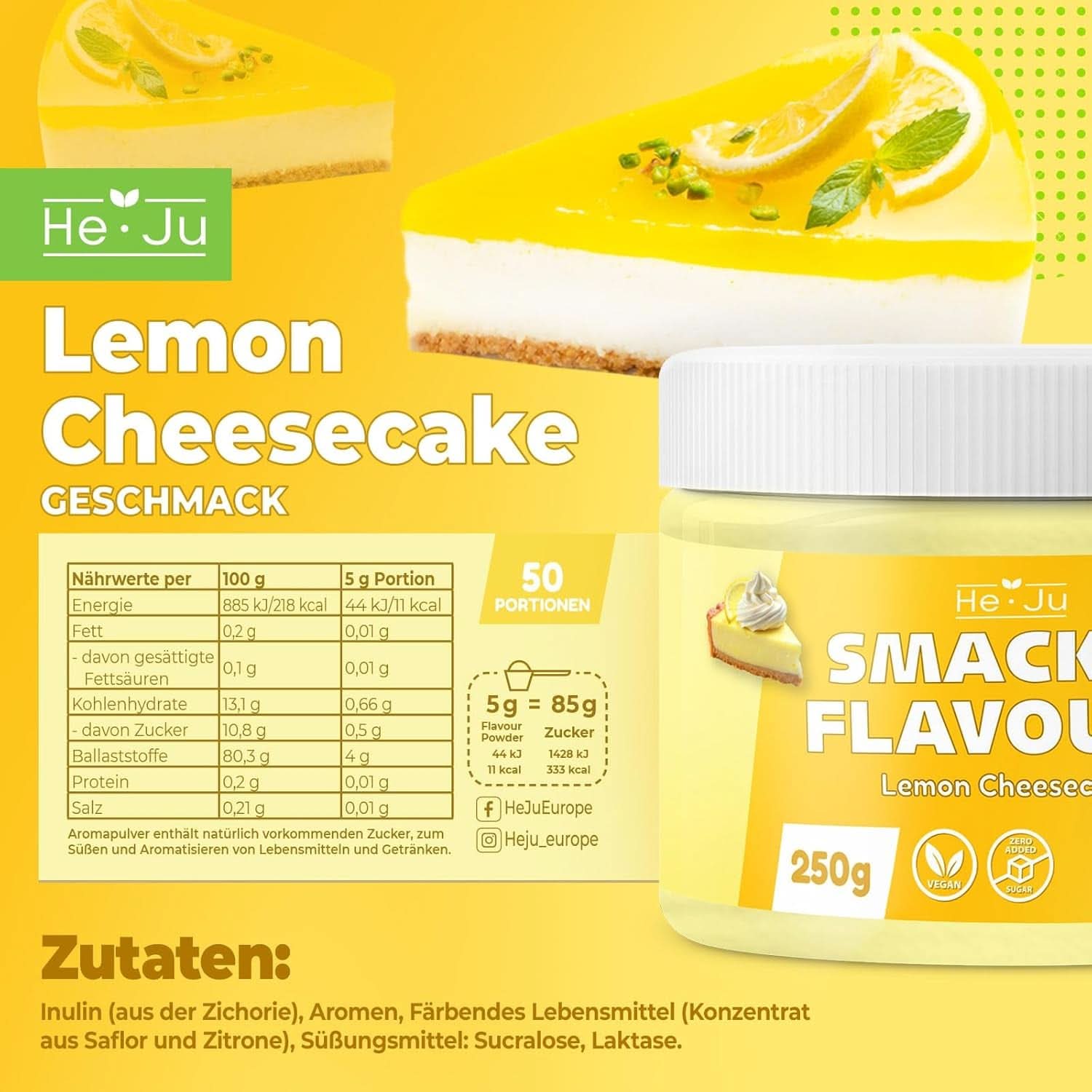 He-Ju Lemon Cheesecake Aromapulver, 250 Gramm Aromen Naty Shop