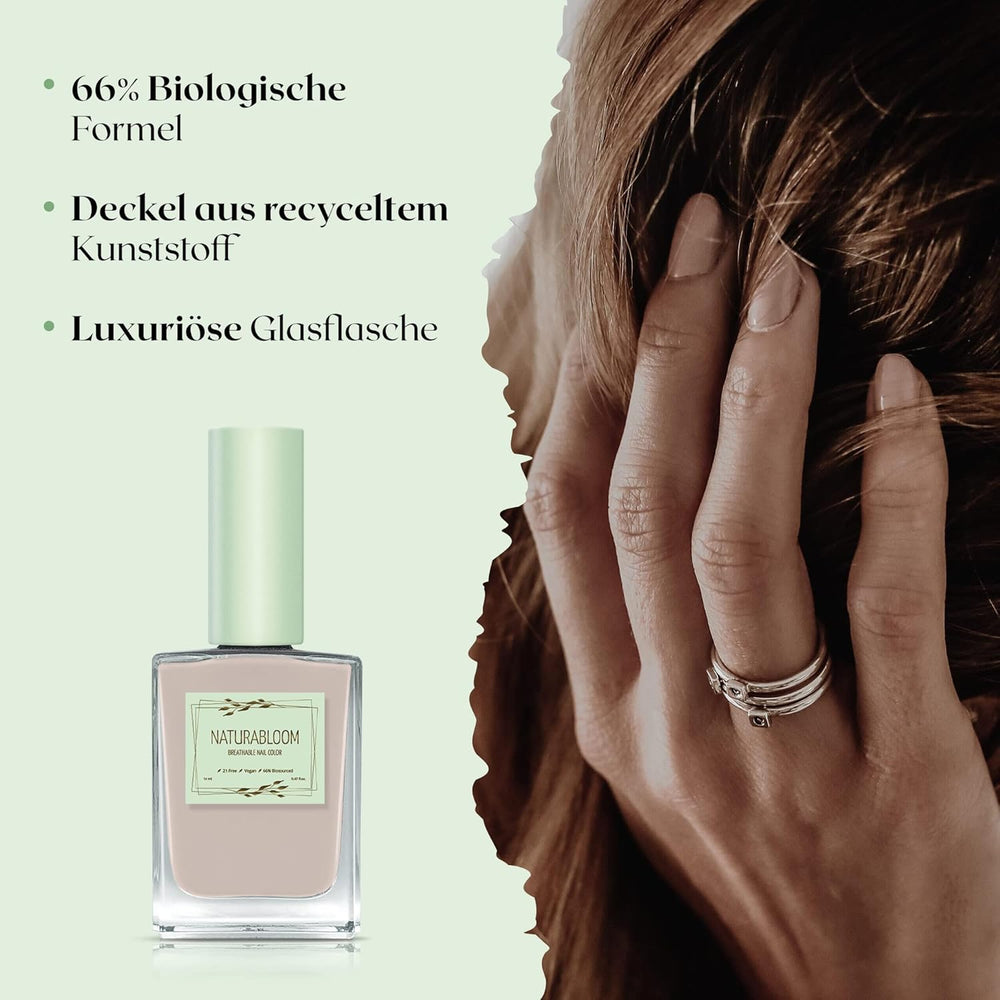 Schnell trocknender beiger Nagellack (Moon Dust) – natürlicher Nagellack mit veganer Formel – atmungsaktiv, nachhaltig und langlebig, 14 ml