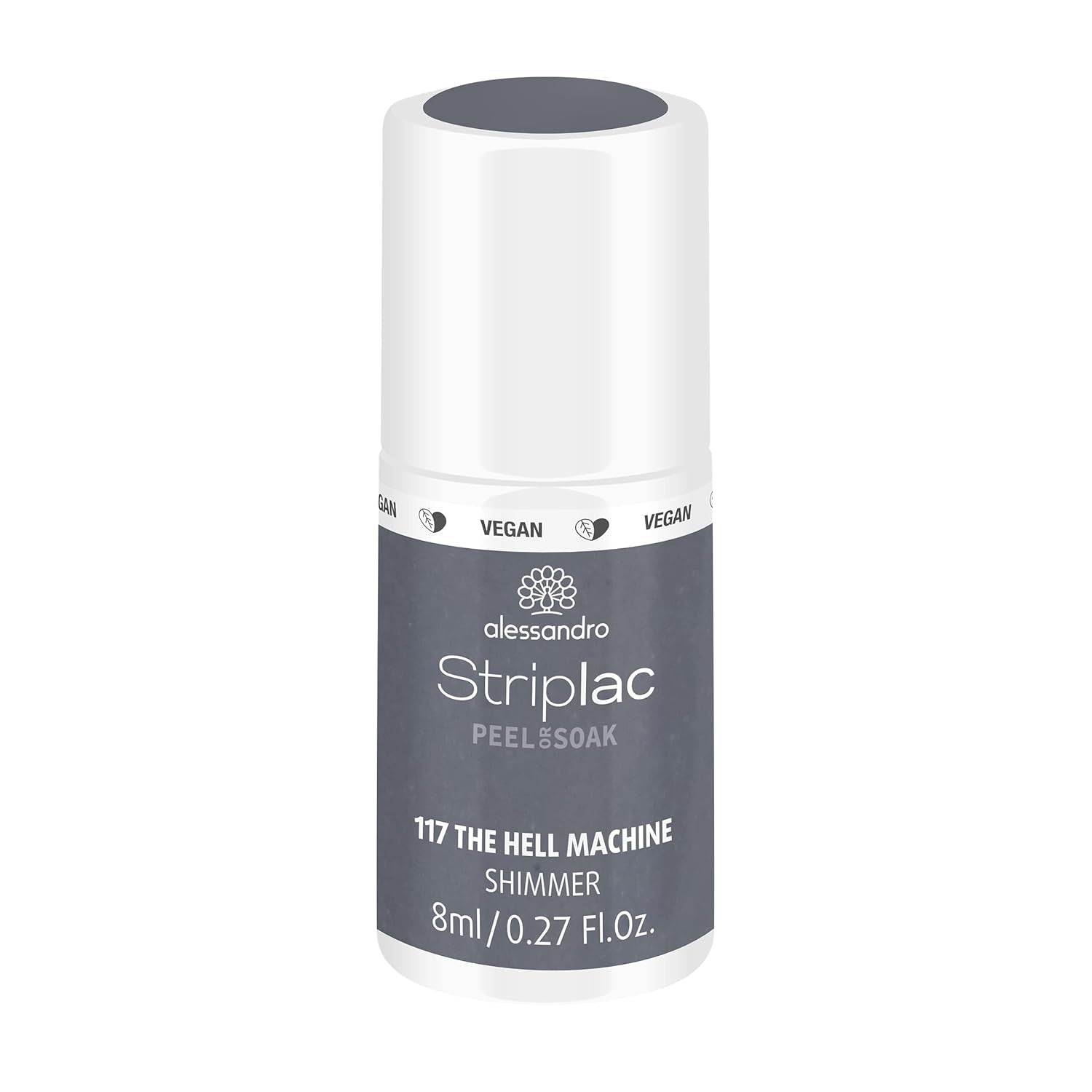 UV-Nagellack alessandro Striplac Midnight Black – Zart und langanhaltend – Einfache Entfernung dank Peel-Off-Entfernungstechnologie – Vegan und tierversuchsfrei – 8 ml