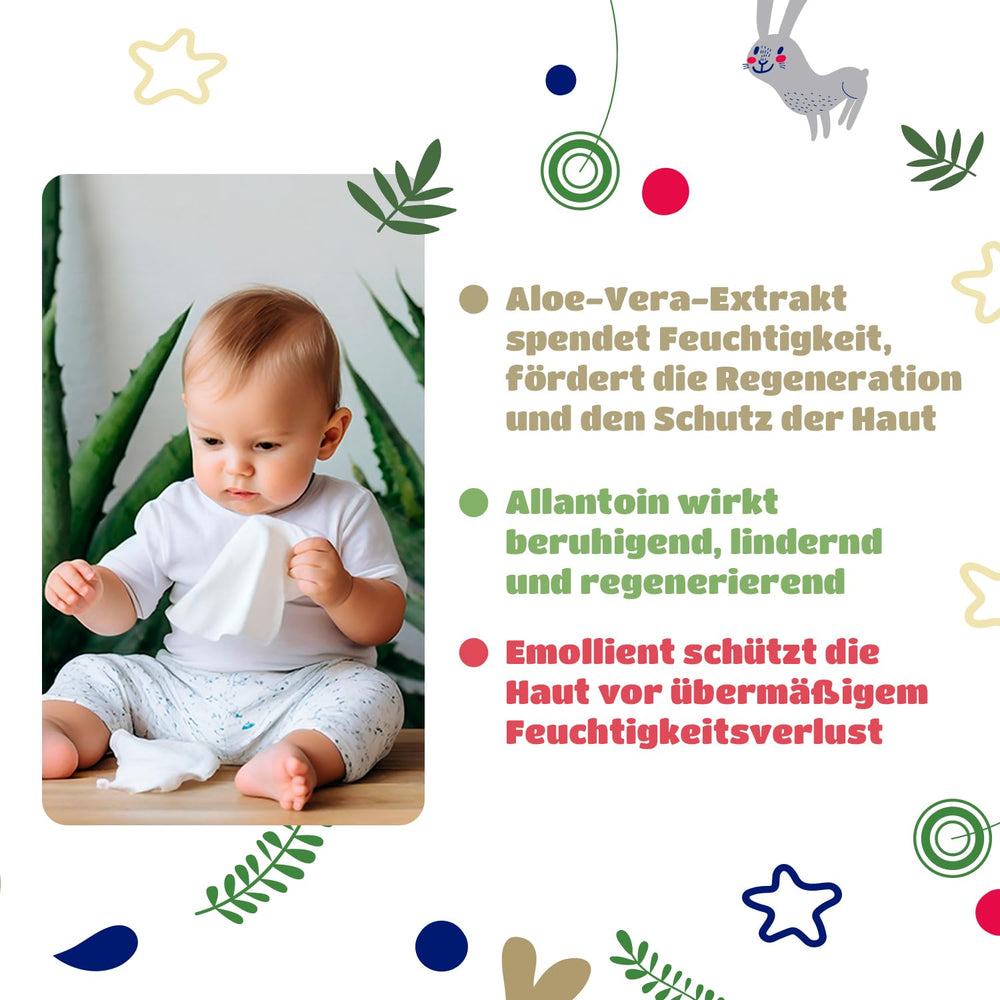 Kindii Natural Balance Feuchttücher für Babys – (1 x 60 Stk.) Feuchttücher für Babys und Kinder – Schützend, Aloe Vera, zarter Duft – 60 Stk.