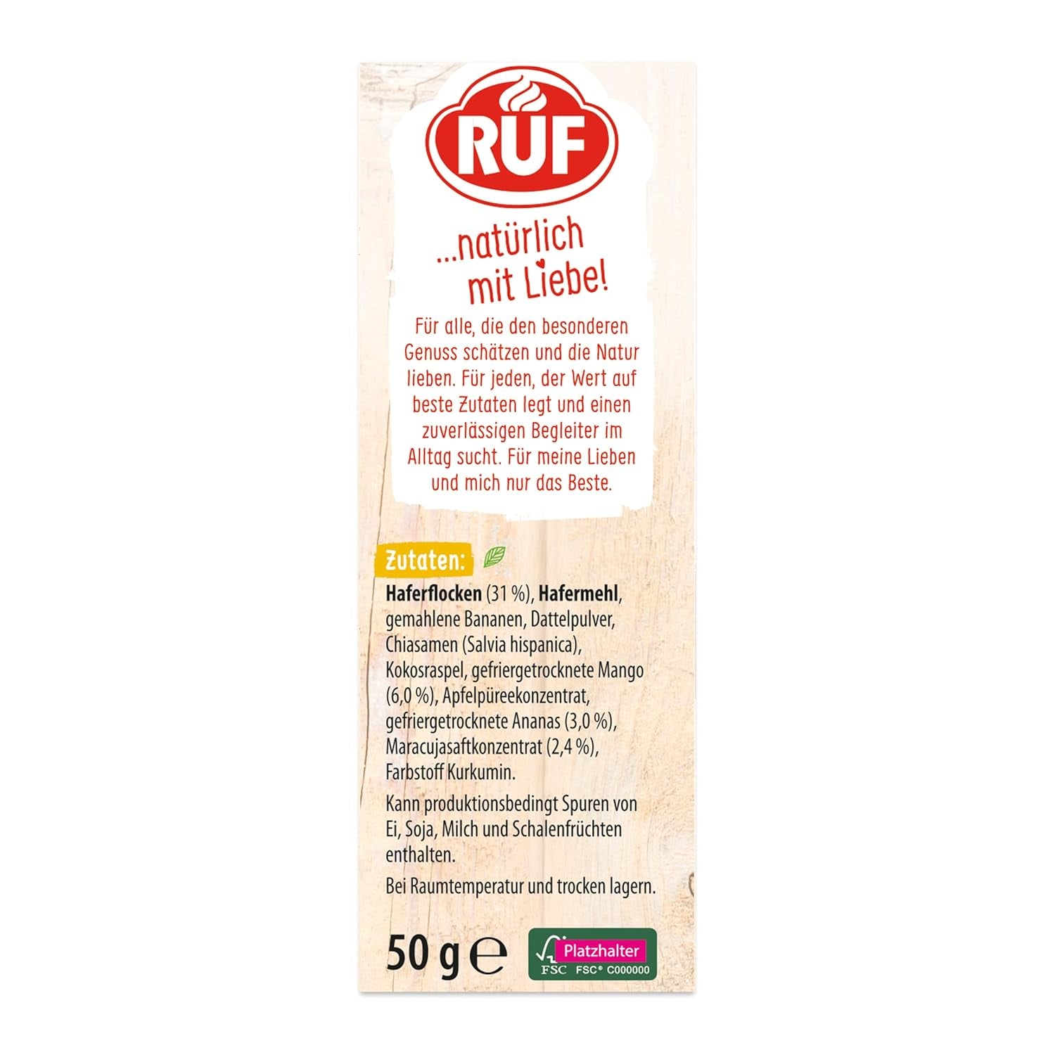 RUF Smoothie Bowl Tropilicious Mango Passion Fruit Hafer Frühstückssnack, schnell und einfach, vegan, 1 Beutel x 50 g (3er-Pack)