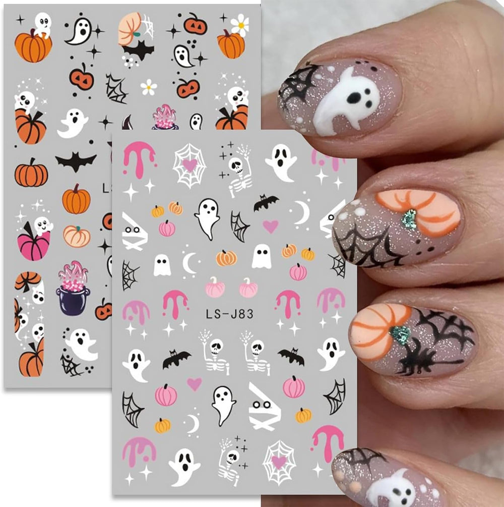 Nagelsticker Halloween, 8 Blätter Halloween Nagelsticker, Kürbis Nail Sticker, Nail Art, Nagel Charms, Nagel Zubehör, Nageldesign, Christmas (Typ A)
