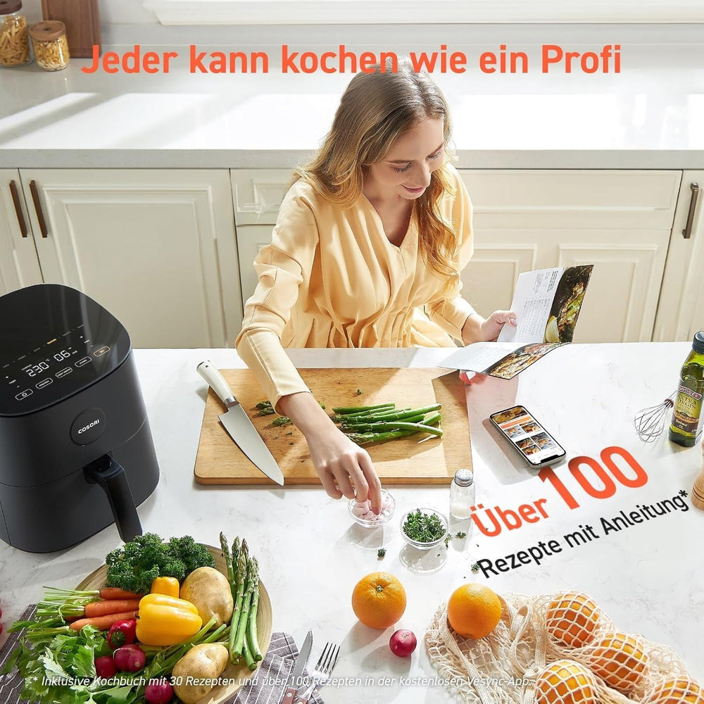 COSORI Airfryer, 7-in-1-Heißluftfritteuse 4,7 l, max. 230 °C und 55 dB Geräuschpegel, über 100 Rezepte, Haushaltsgeräte, Naty Shop