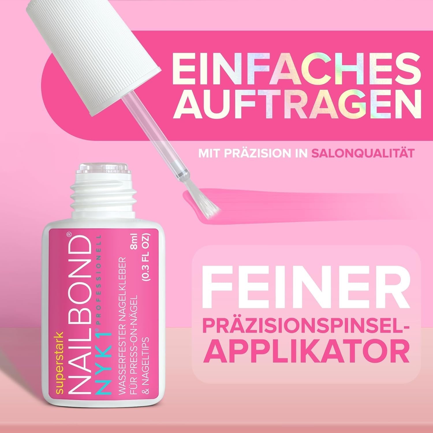 NYK1 Nailbond Lipici pentru unghii artificiale Extra puternic (8ml) Lipici pentru unghii cu pensulă pentru vârfuri, unghii prin presare și unghii acrilice Lipici pentru unghii - Lipici pentru unghii crăpate Lipici antifungic pentru unghii