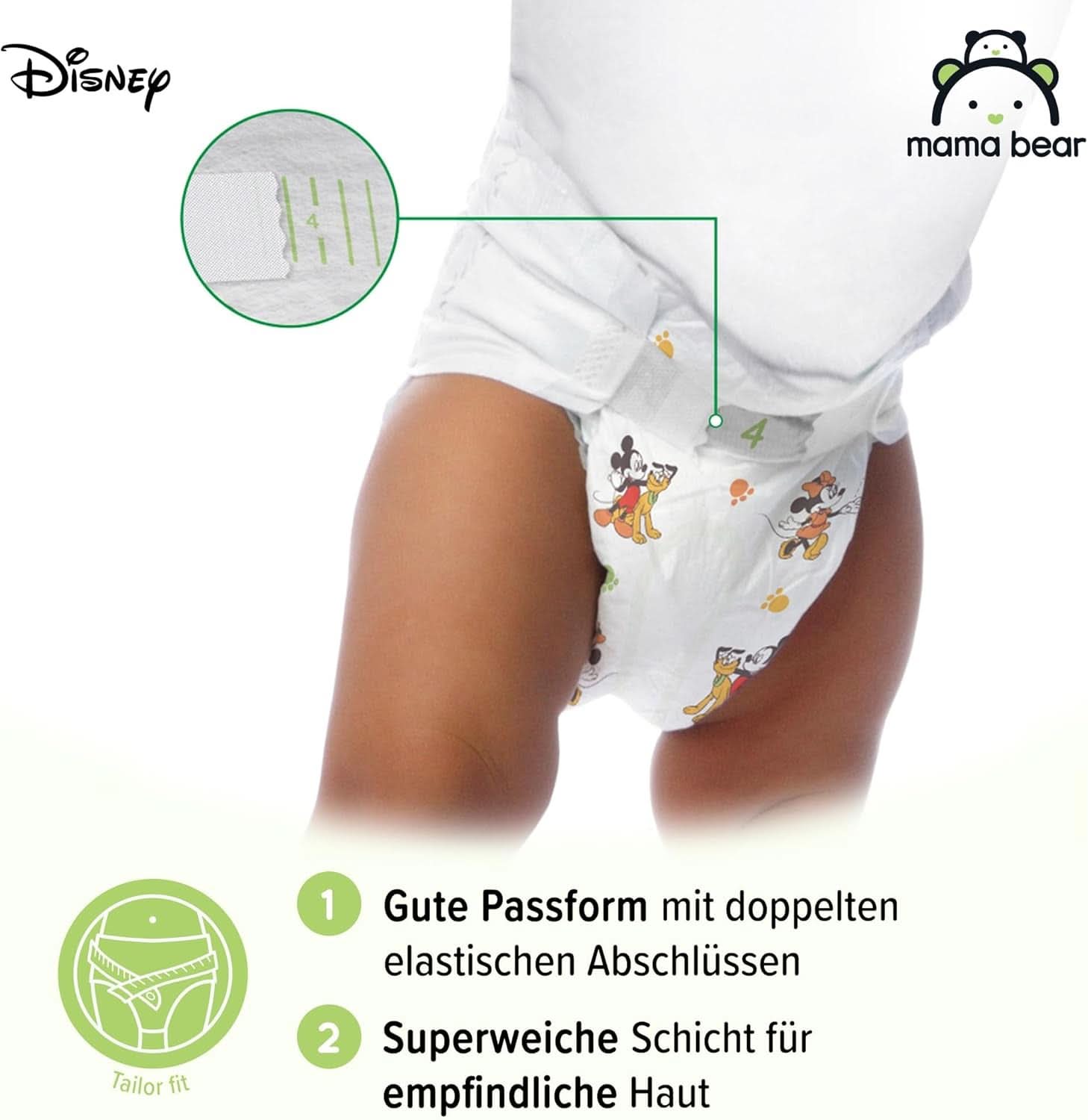 Scutece Mama Bear Disney Ultra Dry mărimea 4 (8-14 kg), alb, 84 bucăți (1 pachet) Naty Shop