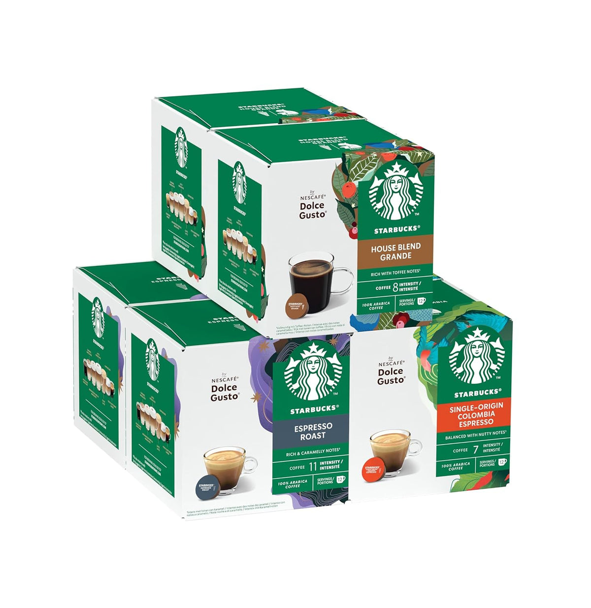 STARBUCKS Probierset, Espresso-Varianten by Nescafé Dolce Gusto Kaffeekapseln 6 x 12 (72 Kapseln) - Exklusiv bei Amazon