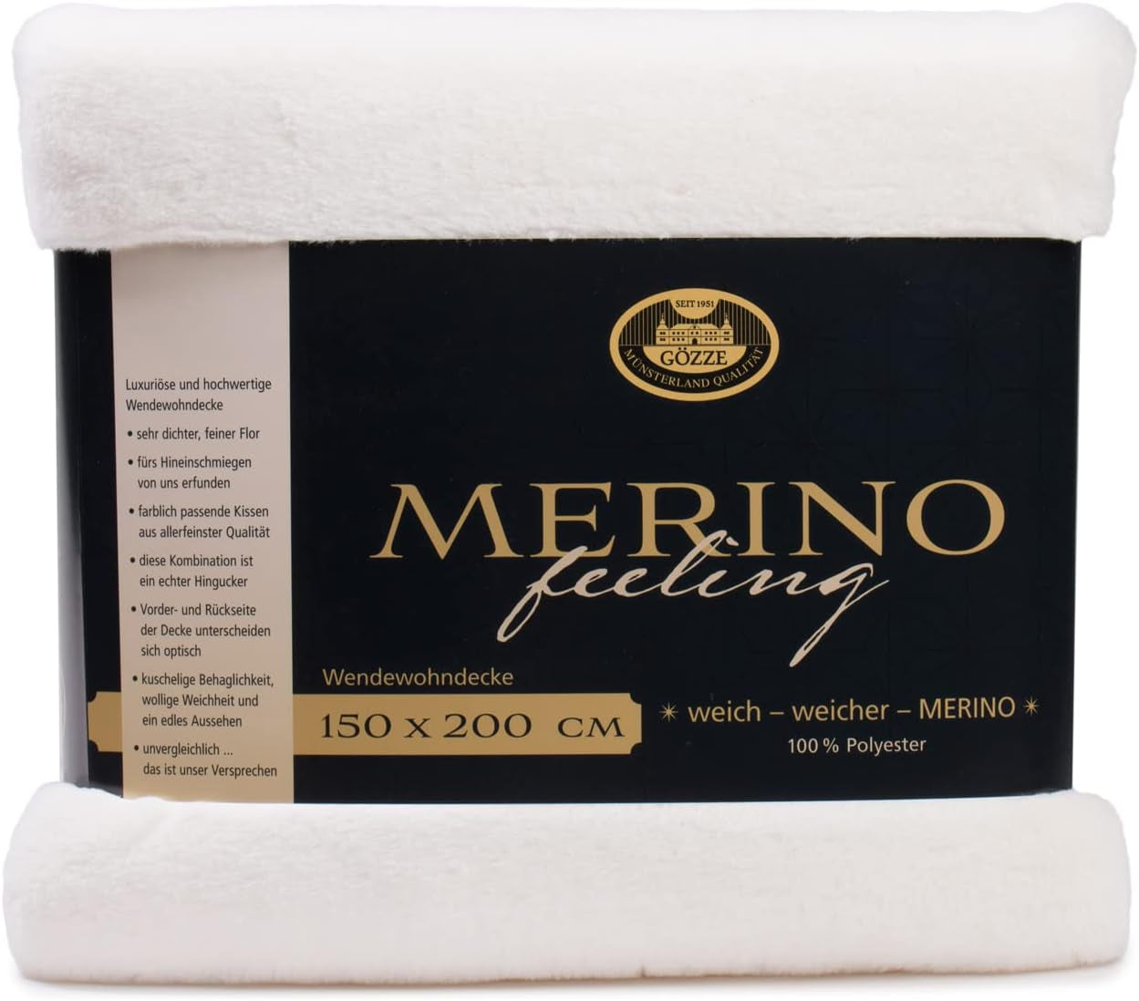 Gözze – Bequeme Decke, wendbar, hohe Dichte 600 g/m², 150 x 200 cm – dunkelgrüne Betten und Decken. Besuchen Sie den Gözze-Store, weiße Wolle, 150 x 200 cm