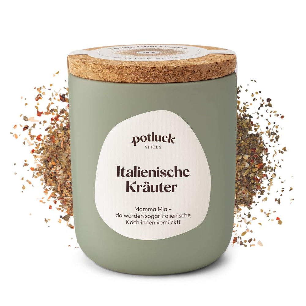 Potluck | Pasta und Pizza Kräuter | Gewürzzubereitung im Keramiktopf | 40g | Vegan, glutenfrei und mit natürlichen Zutaten