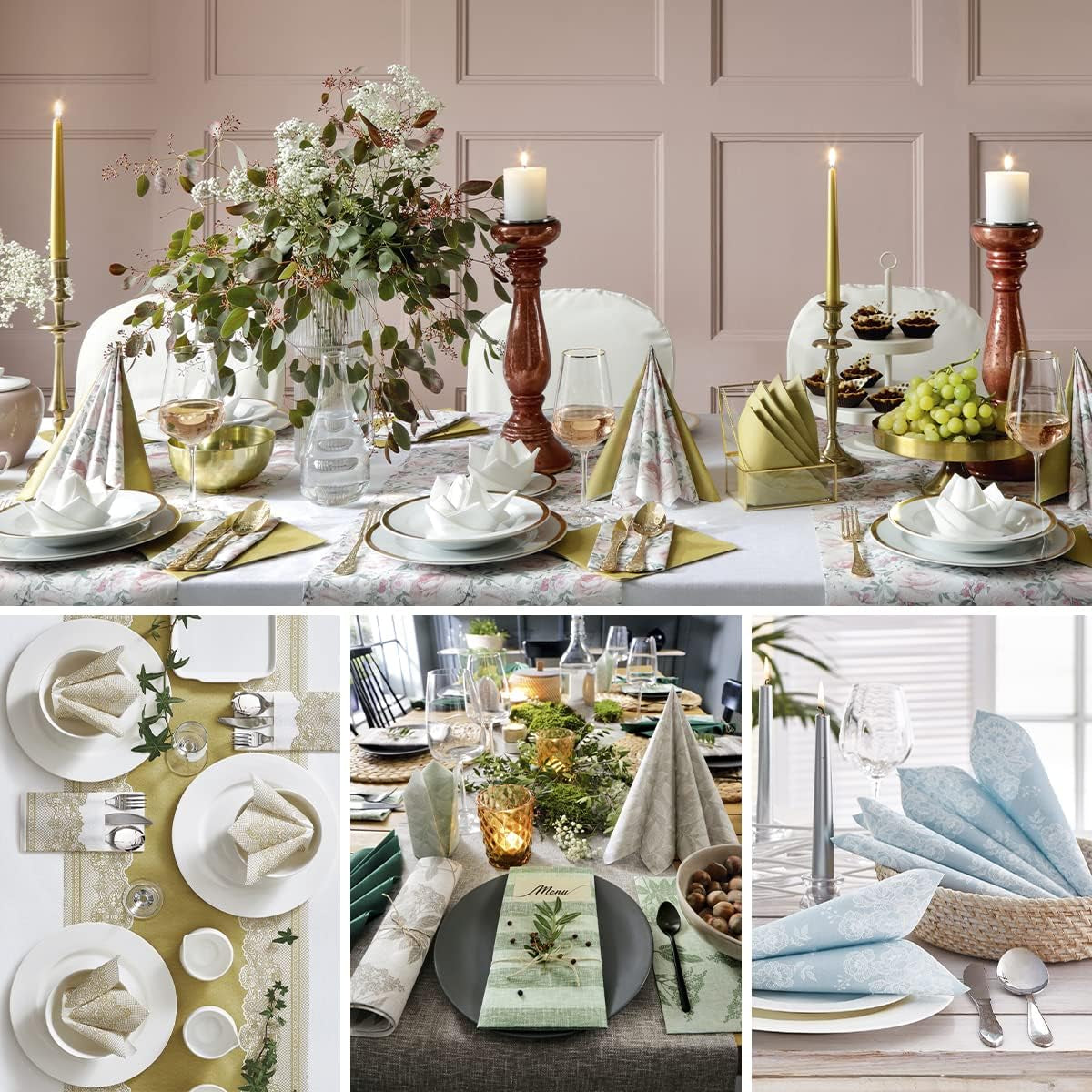 PAW - Șervețele pentru tacâmuri Airlaid - Fabric-like (1/8 fold) | 25 bucăți | Ideal pentru nuntă, botez, comuniune, aniversare | Saci de șervețele pentru tacâmuri | Bej