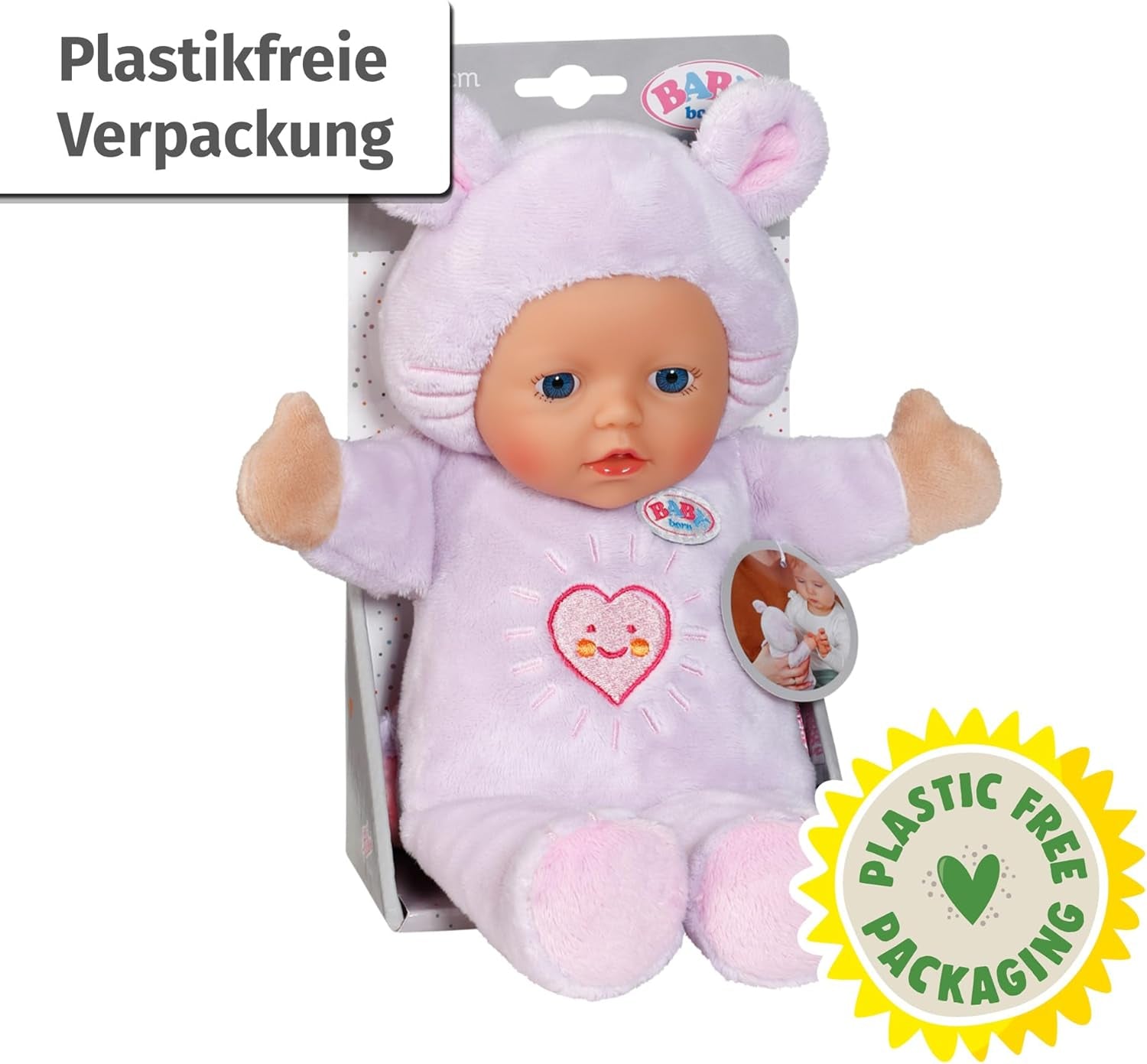 Păpușă moale Baby Born for Babies Mouse, 26 cm, cu urechi și buzunare pentru degete, pentru nou-născuți, 836590 Zapf Creation, Roz