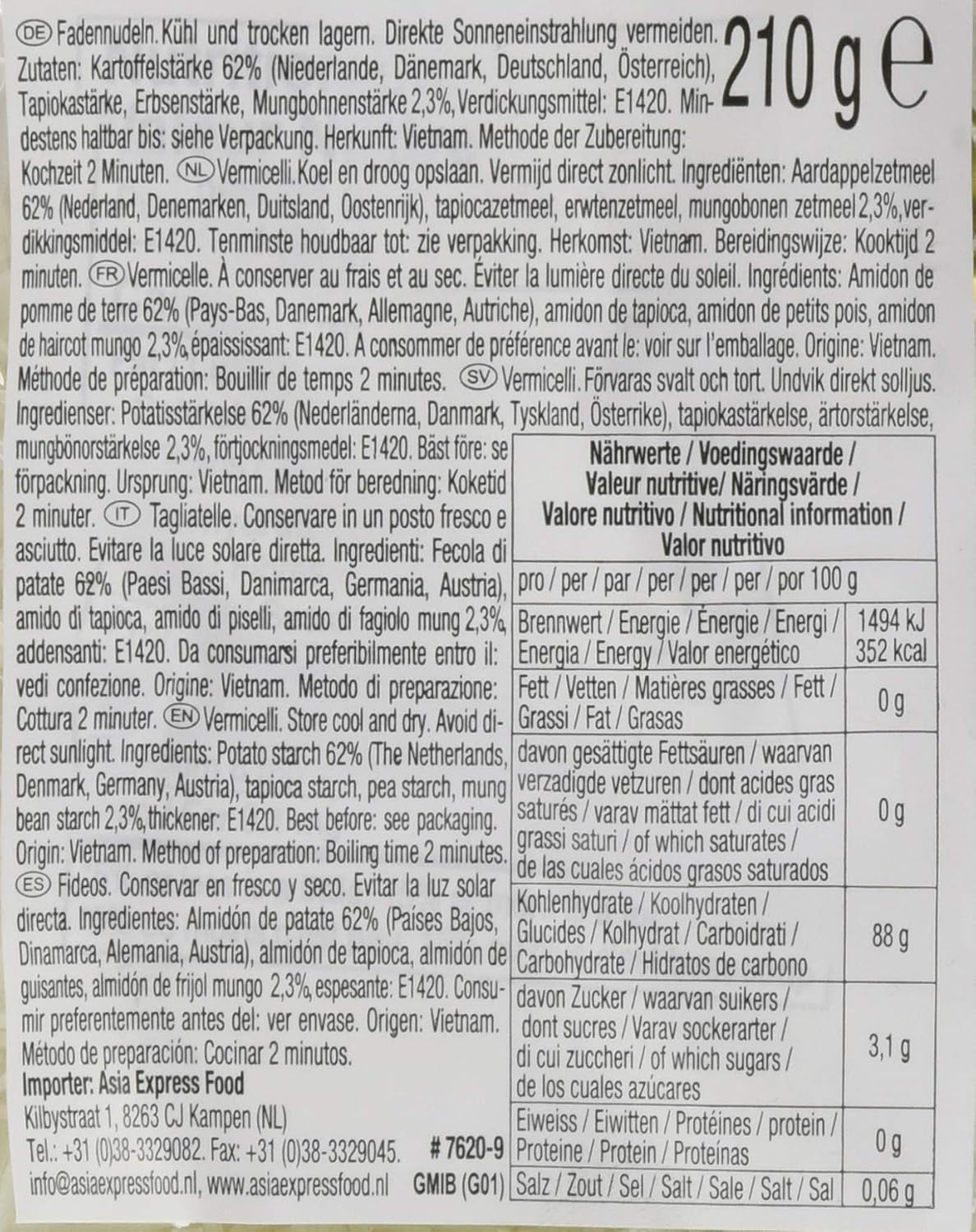 ACECOOK - Fadennudeln mit Bohnen GD - (1 X 210 GR)