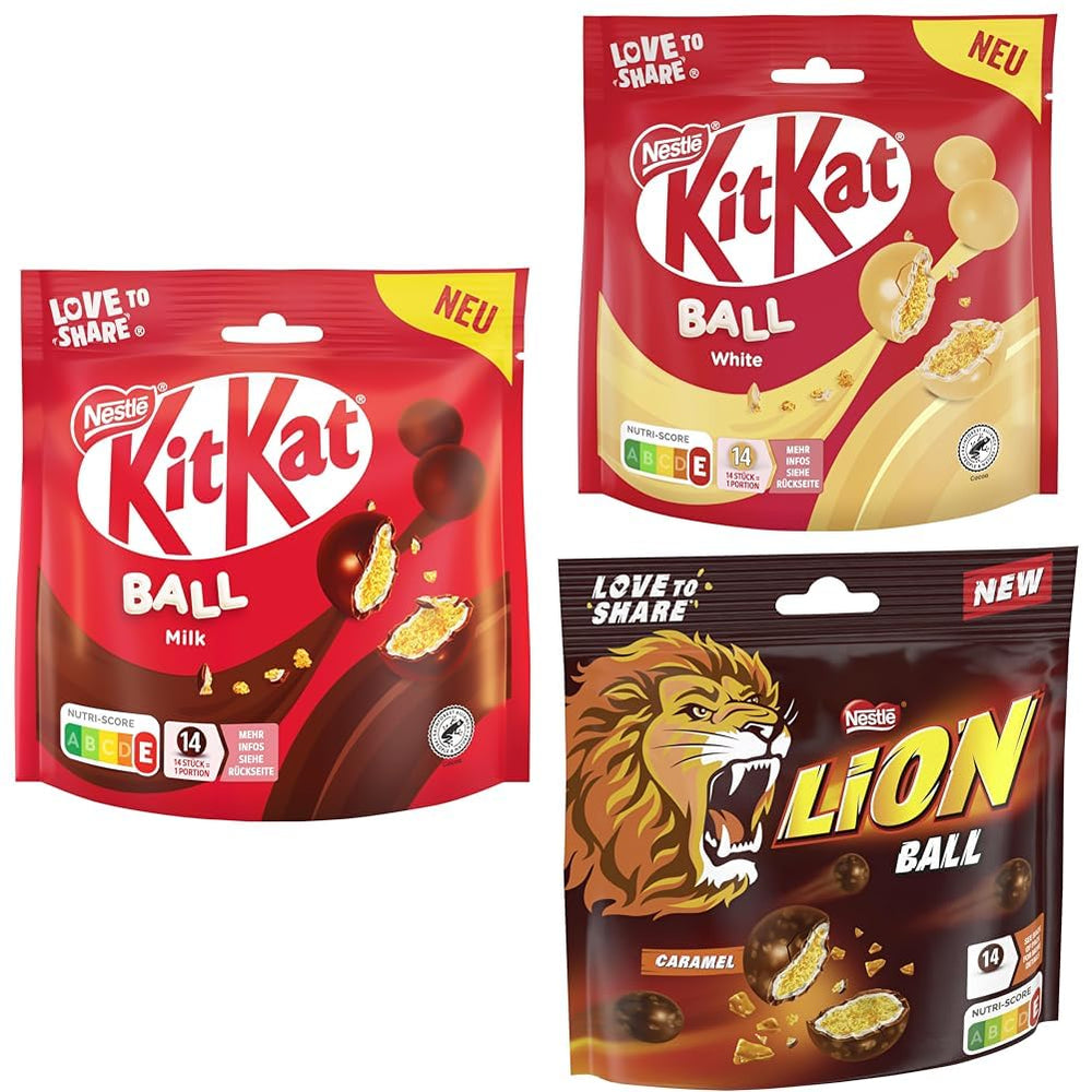 Packung Nestlé-Kugeln mit Milch, weiß, Caramel Lion (3 x 130 g)