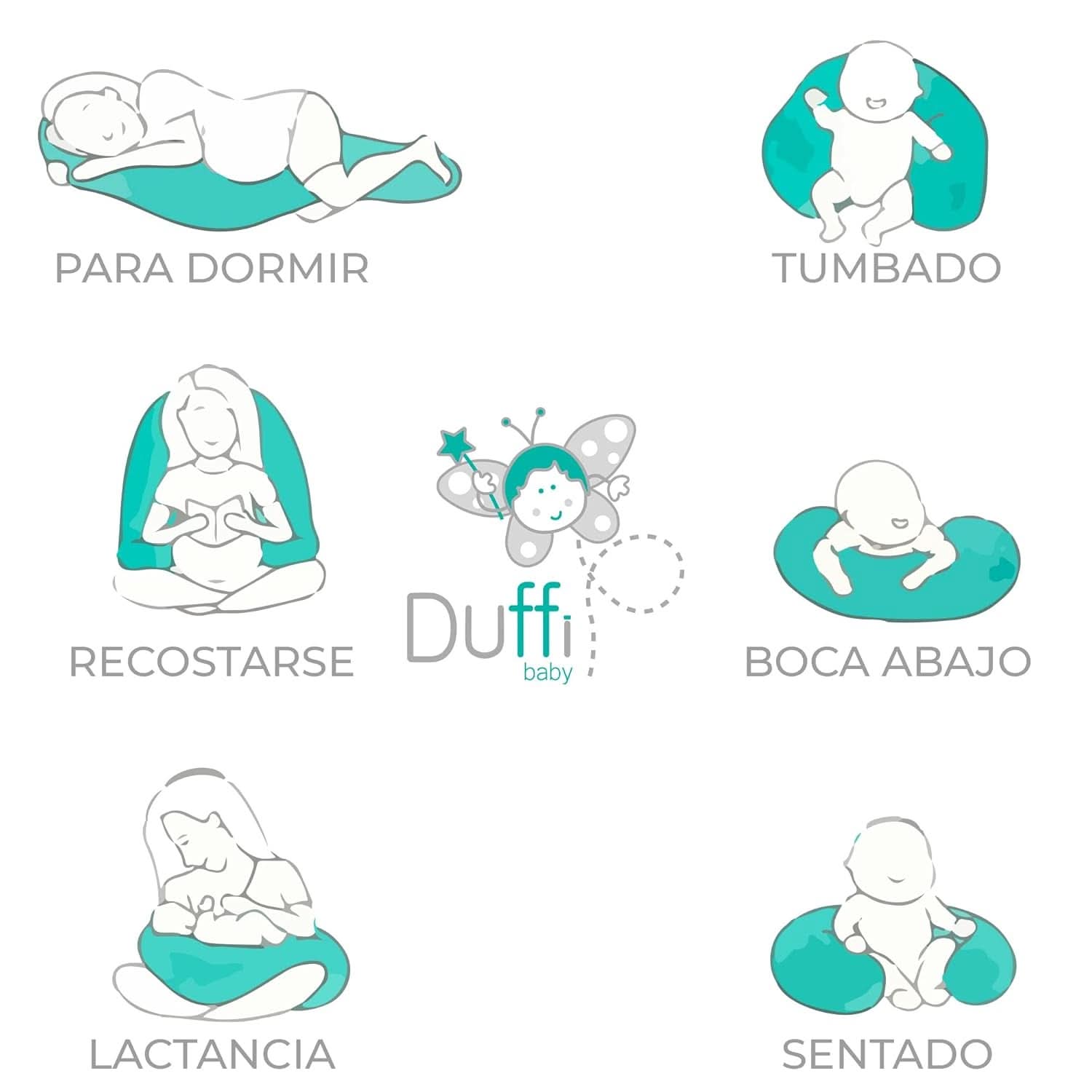 Stillkissen für Neugeborene, XL, Bezug aus 100 % Baumwolle, abnehmbar und waschbar, Füllung aus Polyester, Sternmotiv. Zubehör Essen und Stillen Bebe Naty Shop