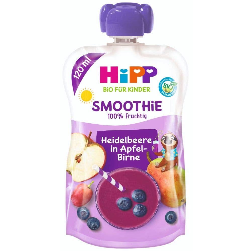 Hipp BIO Smoothie mit Äpfeln, Pfirsichen, Bananen mit Haferdrink, 120 ml, 6er Pack (6 x 120 ml) Mutter und Kind Naty Shop 6 x 120 ml Äpfel und Birnen