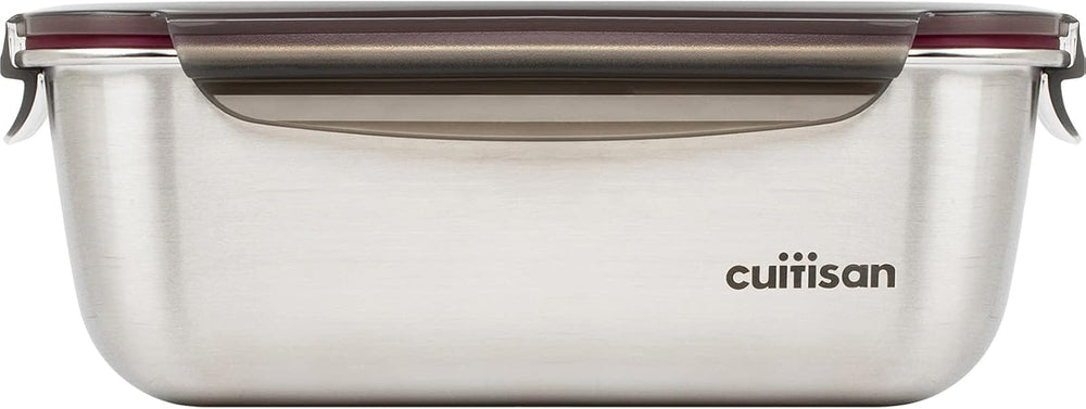 CANDL Cuitisan (Flora) borcan de depozitare a alimentelor din oțel inoxidabil cu capac cu clip, dreptunghiular, potrivit pentru cuptor cu microunde + cuptor, borcan de depozitare, EC7-SS10 2800ml Cutii depozitare alimente Naty Shop 25,9Cm X 19,5Cm X 9,6Cm / 2800Ml