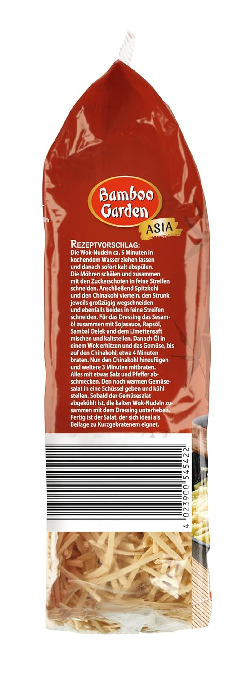 Bamboo Garden - Tăiței Wok | Tăiței instant cu ou | Se amestecă, nu necesită pre-gătire | Pentru preparate asiatice la wok | 250 g într-o pungă
