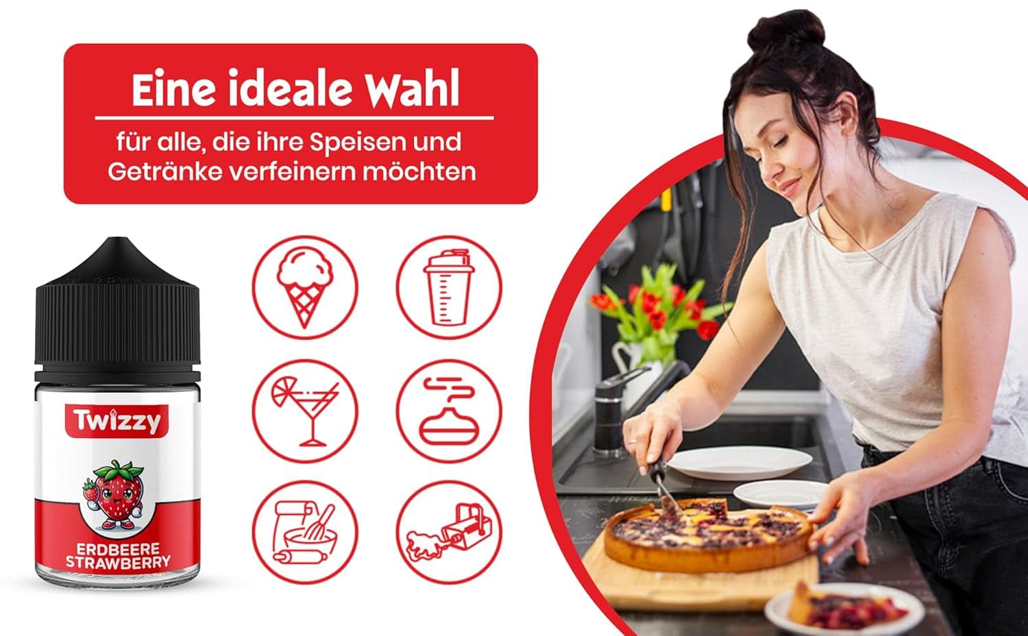 Twizzy Konzentriertes Erdbeeraroma, 60 ml Aromen Naty Shop