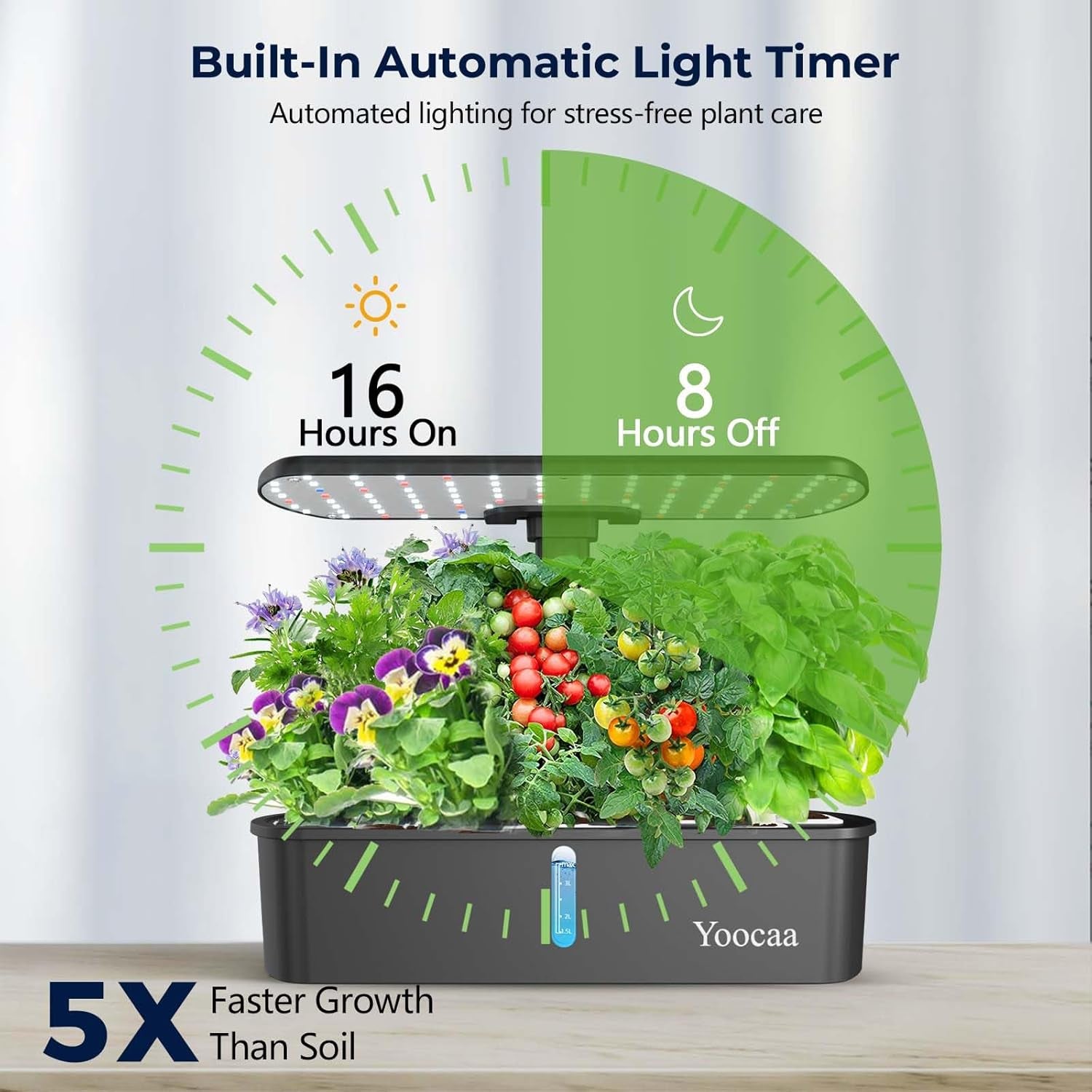 Hydrokultur-Anbausystem für 12 Pflanzen, Kräutergarten für den Innenbereich mit automatischem Timer, Pumpe, höhenverstellbarem Smart Garden Grow Kit (Samen nicht im Lieferumfang enthalten)