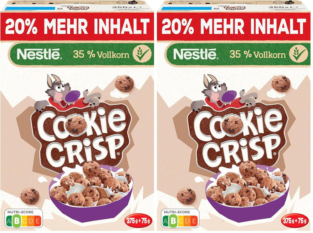 Nestlé Cookie Crisp (+20 %), Vollkorn-Frühstückskeks-Müsli für Kinder, 1er-Pack (1x450g)