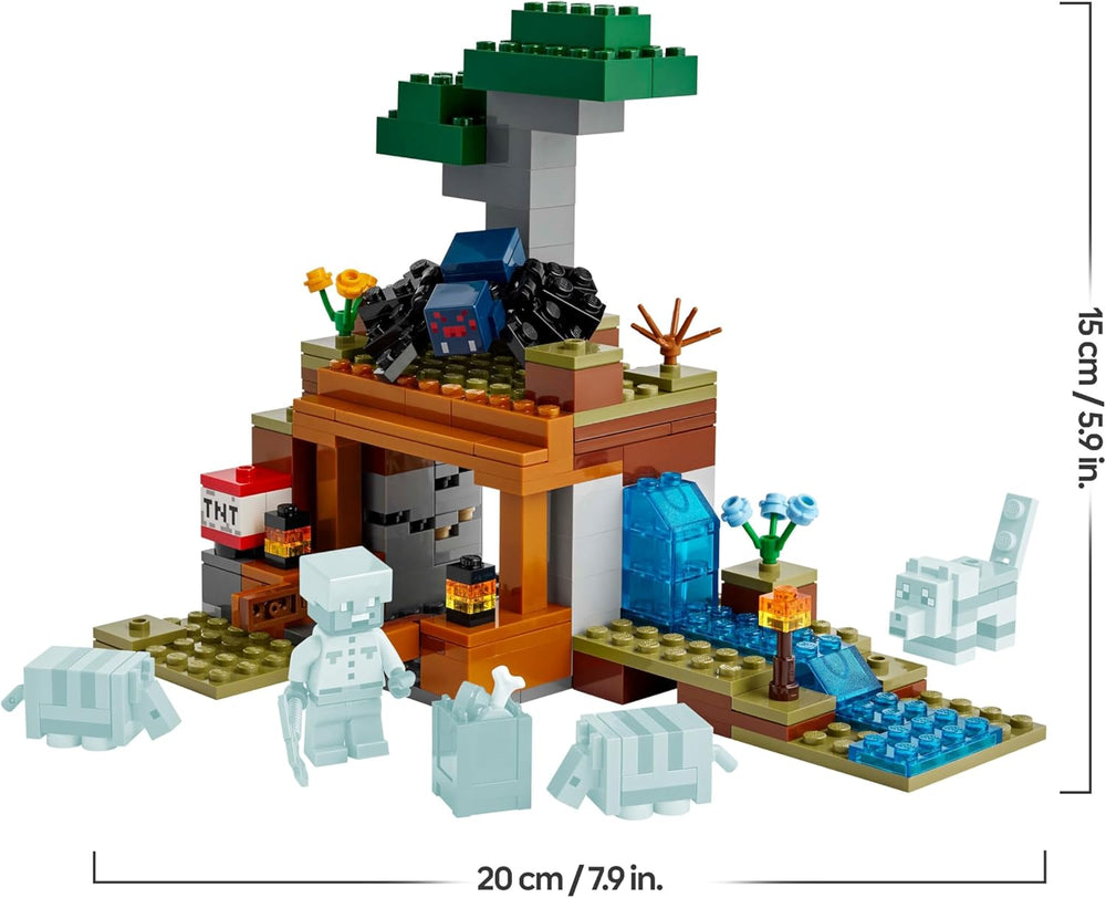 LEGO Minecraft Die Expedition zur Gürteltiermine – Interaktives Gamer Spielzeug mit Höhlenspinne- und Wolfsfiguren – TNT-Funktion – Gaming Geschenk für Jungen und Mädchen ab 8 Jahren – 21269