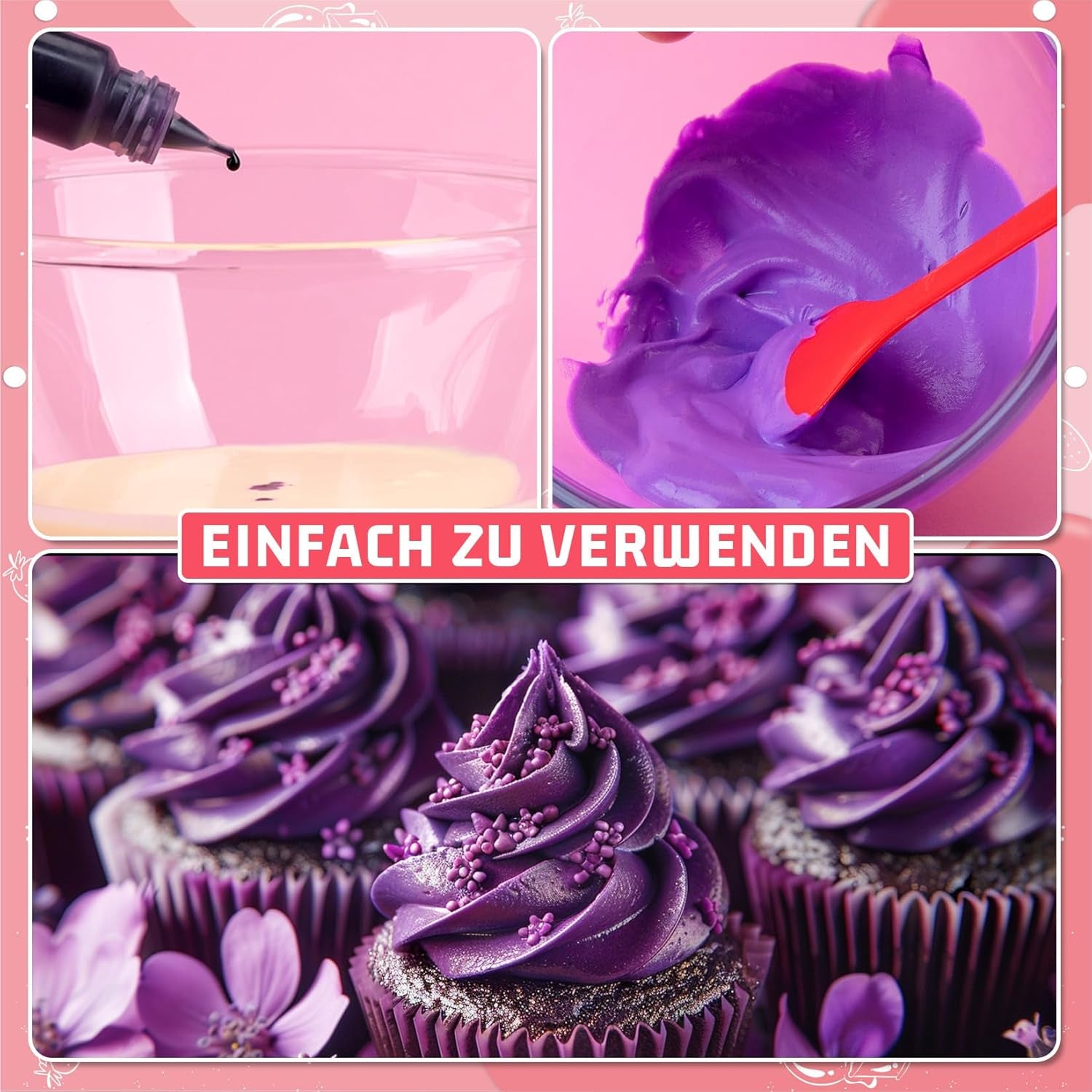 Colorant alimentar în gel - HXDZFX 2×30ml, colorant alimentar fără zahăr, foarte concentrat, pentru decorarea torturilor, fondant alb, macaroane, prăjituri, copt, ouă de Paște, slime (mov struguri)