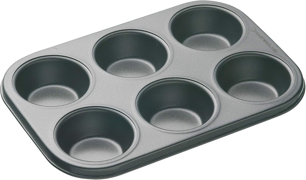 Masterclass 6-Loch-Muffinblech Mit PTFE-, PFOA- Und Bpa-Freiem Antihaftbeschichtung, Robustes 1Mm Dickes Karbonstahlblech, 27 X 18Cm Cupcake-Form Formen und Tabletts zum Backen Naty Shop 27 X 18 X 2,6 Cm