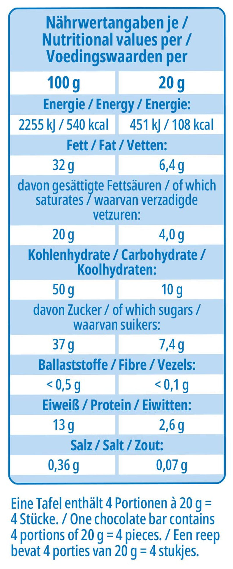 frankonia SCHOKOLADE Weiße Schokolade mit Dextrose, laktosefrei und glutenfrei, 80 g