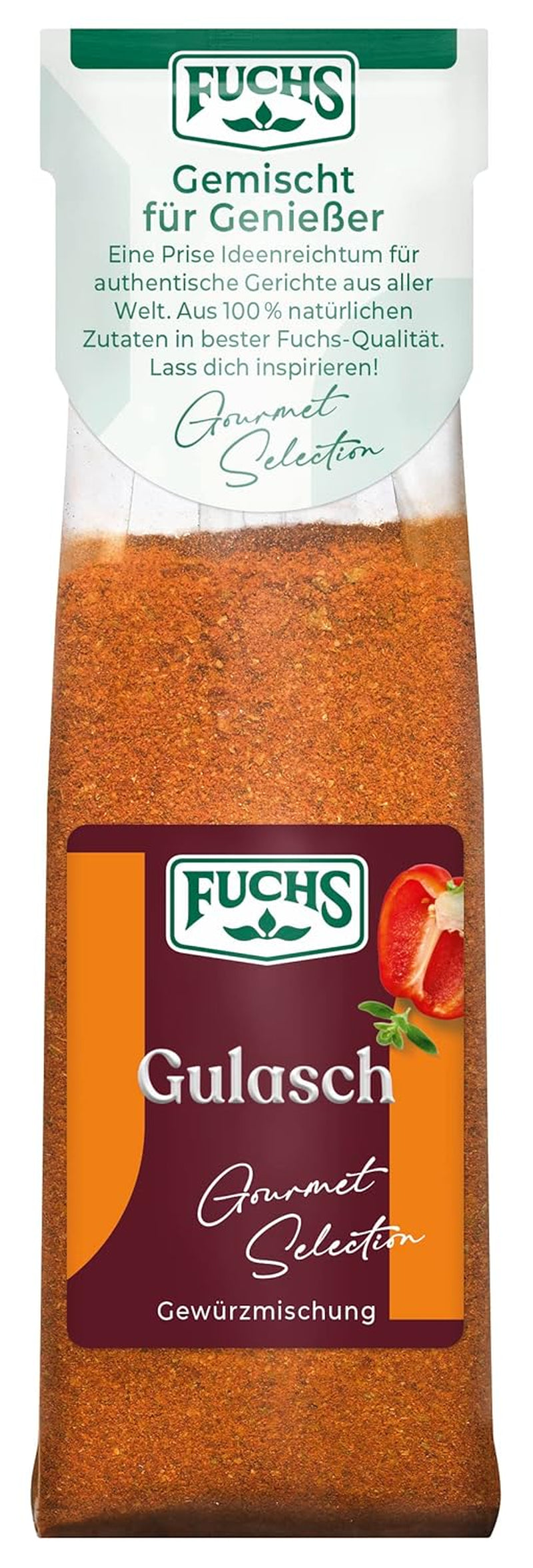 Fuchs Gourmet Selection Klassisch/Heimisch – Bratkartoffel Gewürzsalz, nachfüllbares Kartoffelgewürz, Salz zum Würzen von Brat- & Ofenkartoffeln, Pommes Frites & Co, vegan, 70 g