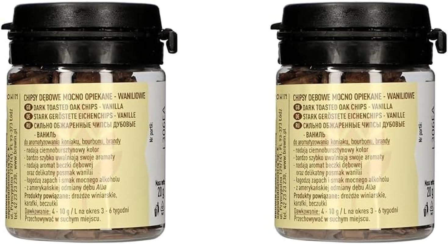 Browin Stark geröstete Eichenchips 20g – Flocken, feine Eichenstäbchen zum Aromatisieren von Alkohol, braune Aromen Naty Shop 2 x 20 Gramm Vanille