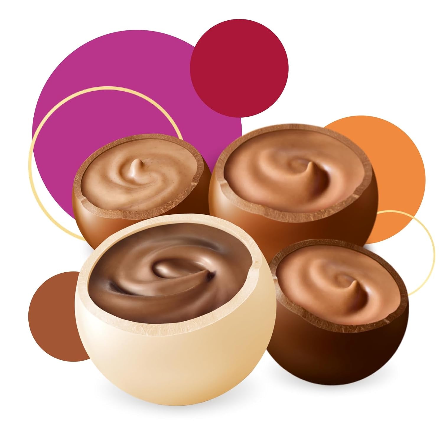 merci lovelies Creamy – 1 x 185g – Pralinenschachtel mit 4 gefüllten Schokoladenspezialitäten – Schokokugeln zum Teilen und Verschenken