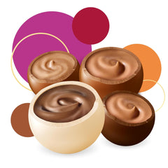 merci lovelies Creamy – 1 x 185g – Pralinenschachtel mit 4 gefüllten Schokoladenspezialitäten – Schokokugeln zum Teilen und Verschenken