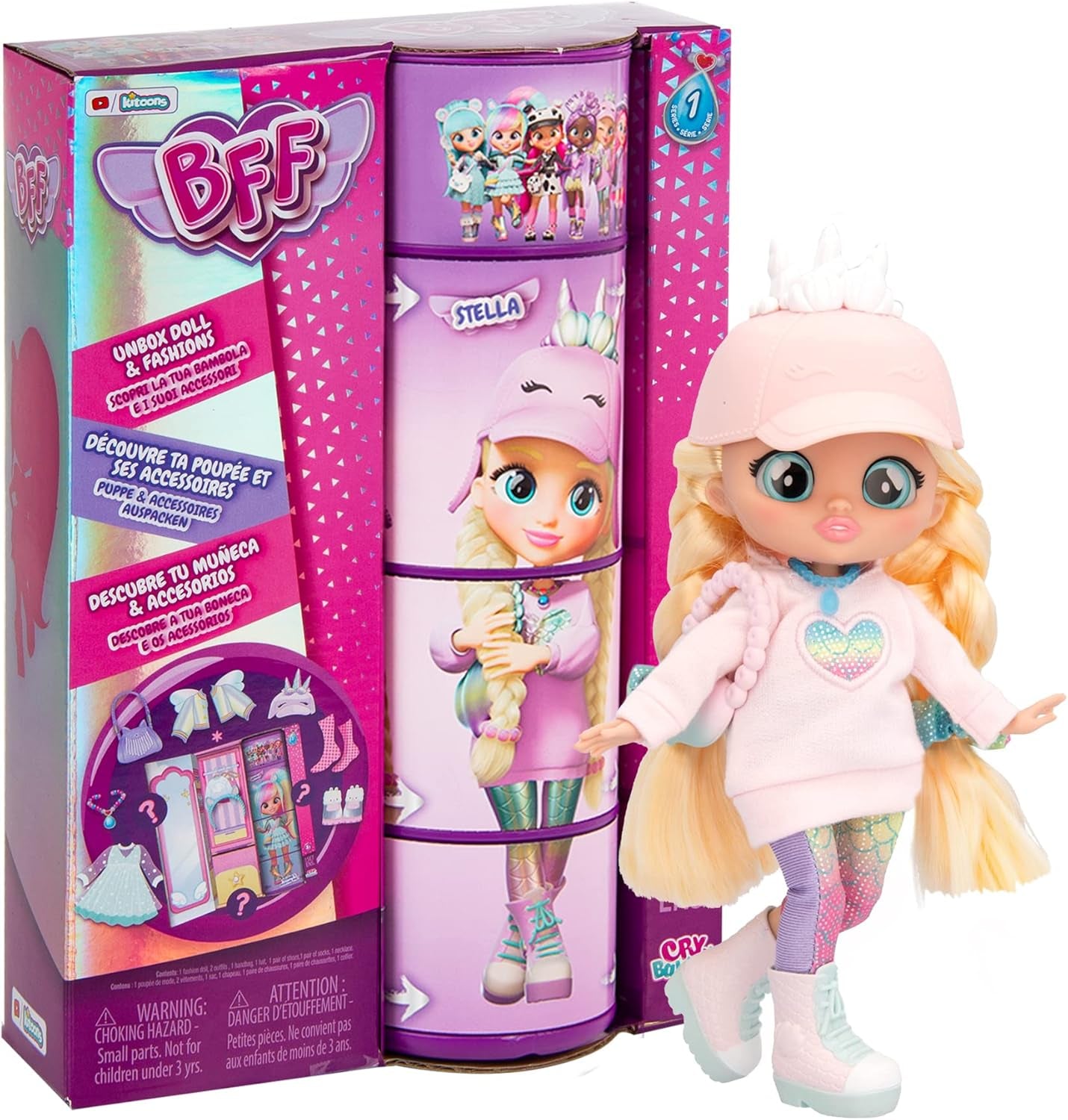 S2 Hannah Modepuppe mit langen Haaren, Stoffkleidung und 10 Accessoires – Spielzeuggeschenk für Mädchen und Jungen ab 5 Jahren