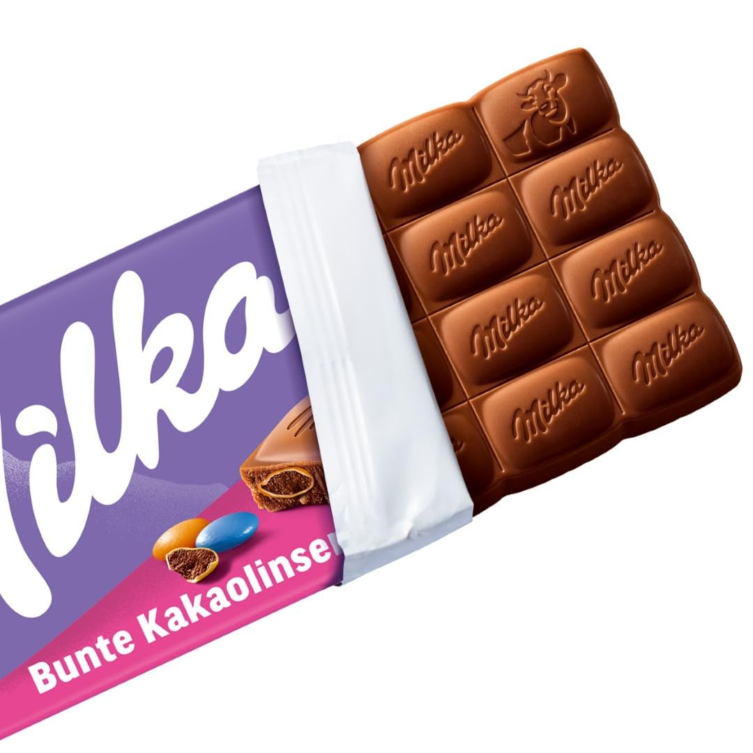 Milka Schokolade mit kakaogefärbten Linsen - Alpenmilchschokolade mit knusprigen Linsen mit Schokolade - 100g