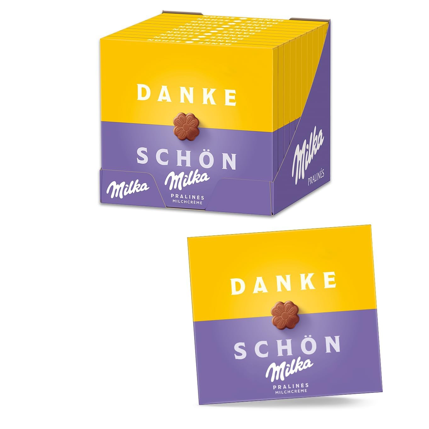 Praline Milka Herzlichen Glückwunsch – Alpenmilchschokolade mit feiner Milchcremefüllung – 10 x 110g