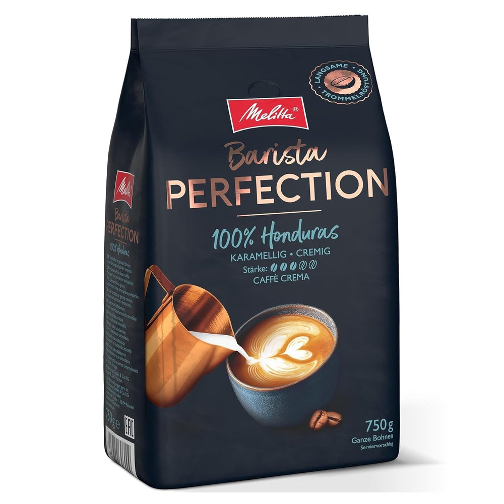 Melitta Barista Perfection 100% Brazilia, boabe de cafea întregi, cafea de origine unică, 100% Arabica, prăjire lentă cu tambur, Crema Forte, tărie 4 Cafea Naty Shop Honduras 750 grame