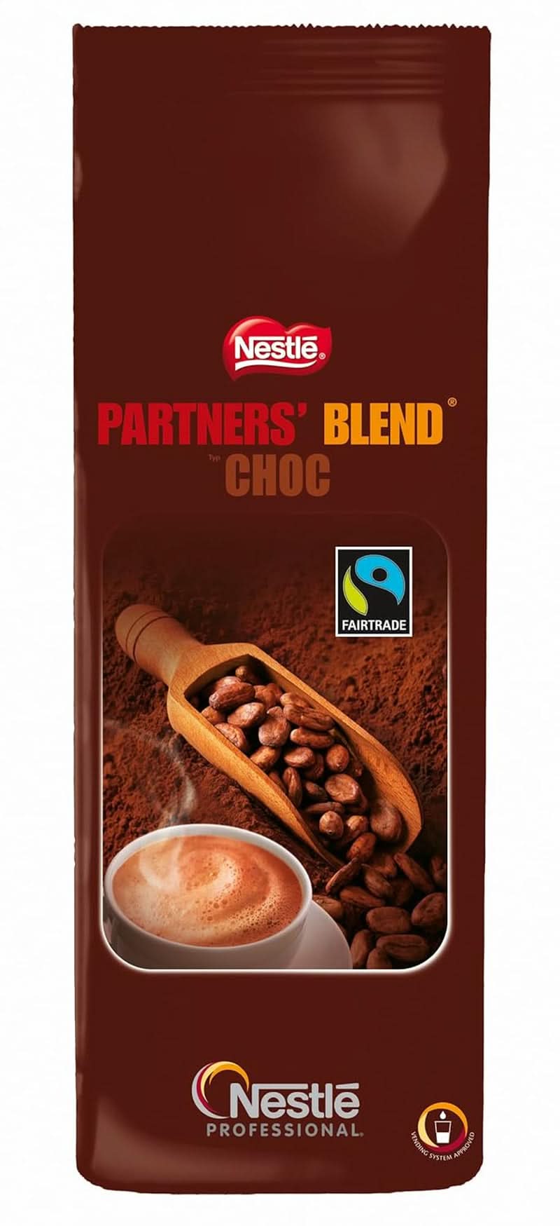 NESTLÉ Partners' Blend Type Choc, Kakao-Getränkepulver für Verkaufsautomaten, 1 Packung (1 Beutel x 1 kg) Kakao und heiße Schokolade Naty Shop