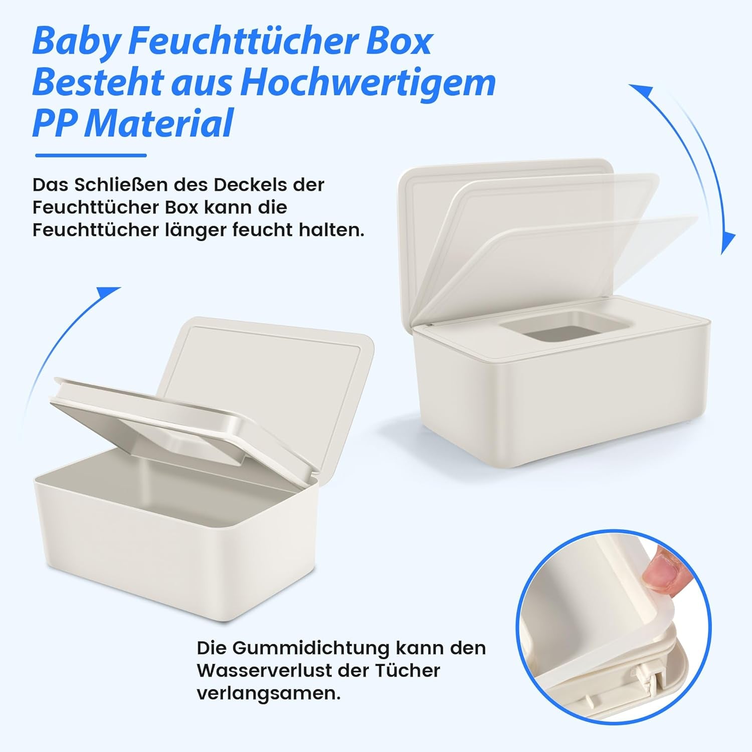 Feuchttücherbox mit Deckel, Feuchttücherbox, Baby-Feuchttücherspender, wasserdichte und versiegelte Aufbewahrungsbox, Feuchttücherspender für Badezimmer, Küche, Weiß