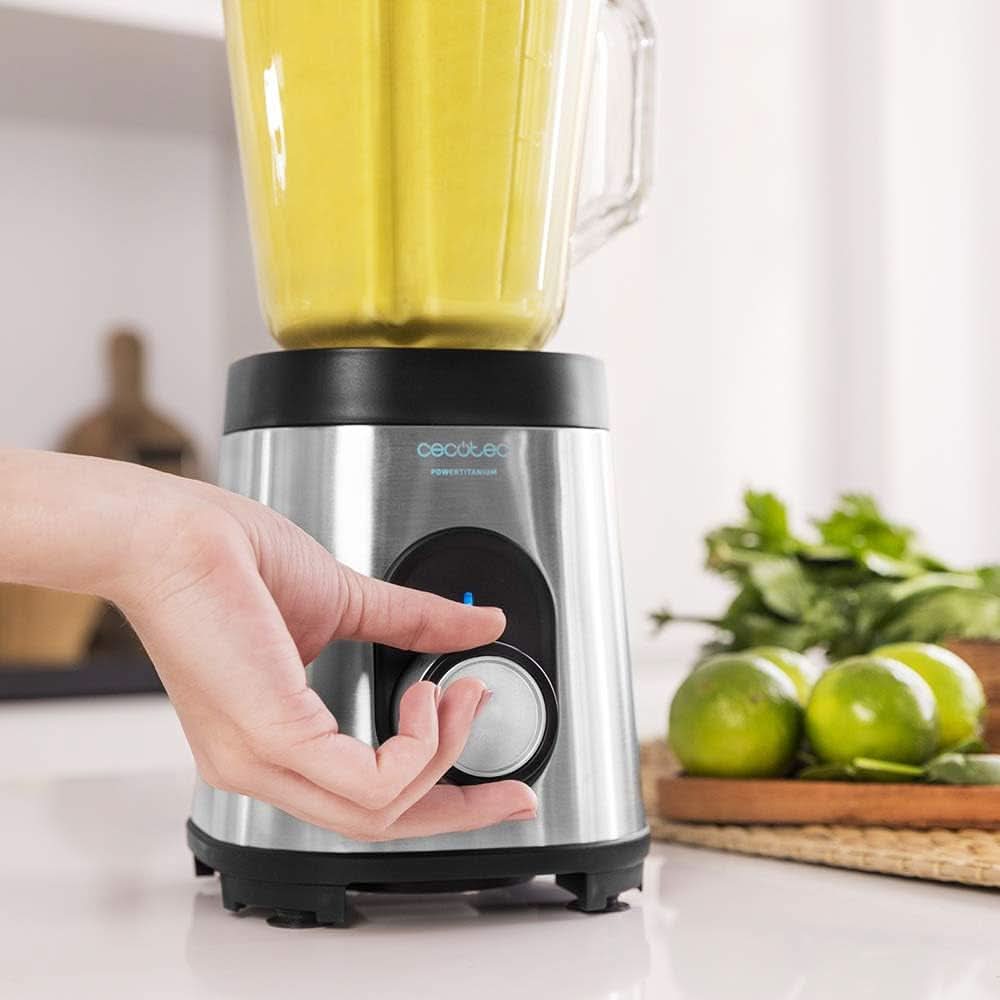 Cecotec Mixer Glas Power Schwarz Titan 1000 INOX. 1000 W, Edelstahlgehäuse, 6-Blatt-Blatt Mit Schwarzer Titanbeschichtung, 1,5-L-Glaskrug, 5 Geschwindigkeiten [Energieeffizienzklasse a +] Bucatarie Naty Shop