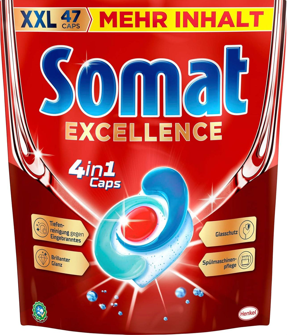 Somat Excellence 4In1 Caps (141 Caps), schnell auflösendes Geschirrspülmittel Naty Shop Kitchen Detergents