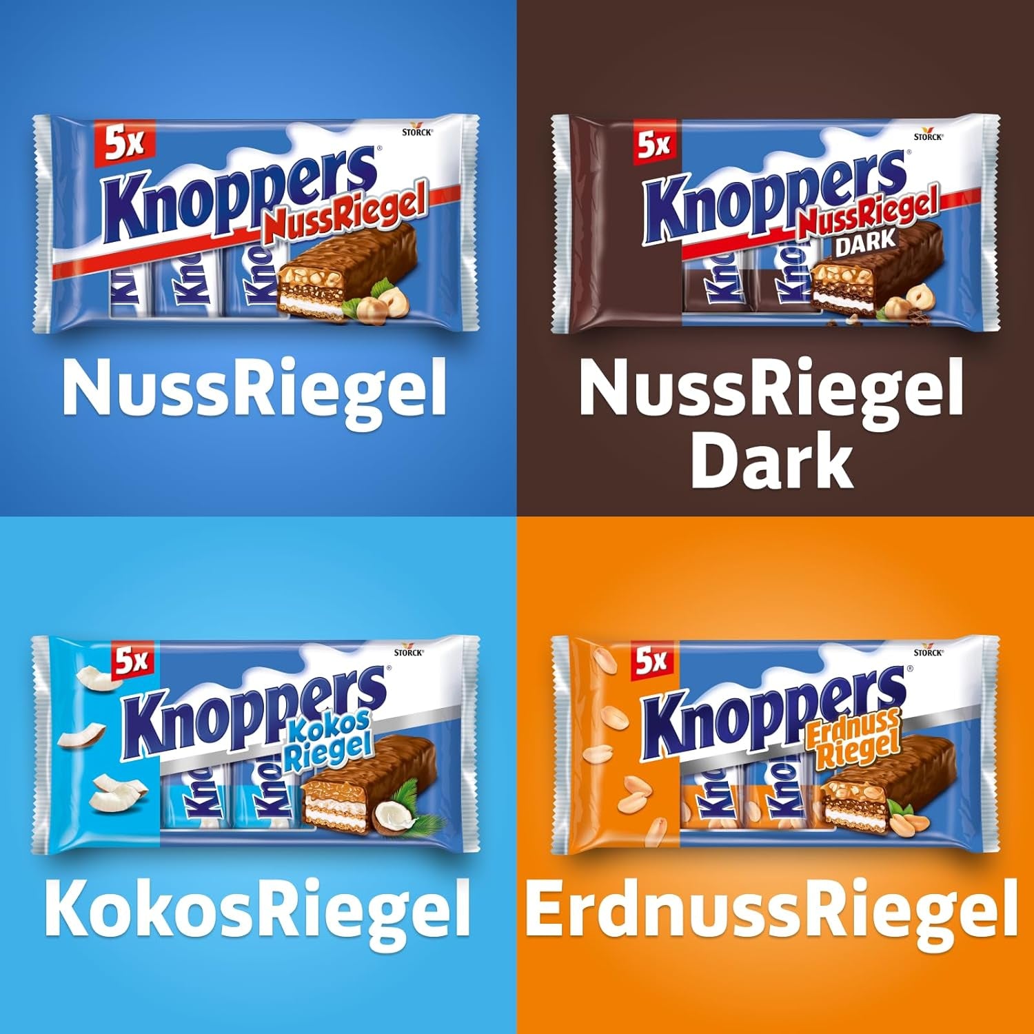 Knoppers Erdnussriegel – 1 x 200 g (5 Riegel) – Milchschokoladenriegel mit Erdnusscreme, gehackten gesalzenen Erdnüssen, Karamell und Milchschokolade