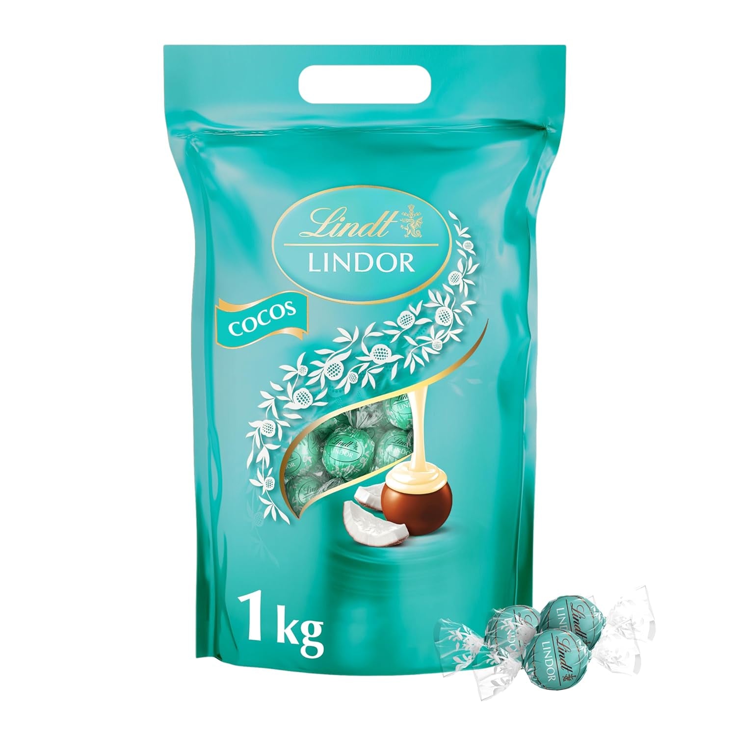 Lindt LINDOR Schokolade mit Pistazien | 1 kg wiederverschließbarer Beutel | ca. 80 Milchschokoladenkugeln mit zartschmelzender Pistaziencremefüllung | Großpackung, Pralinengeschenk