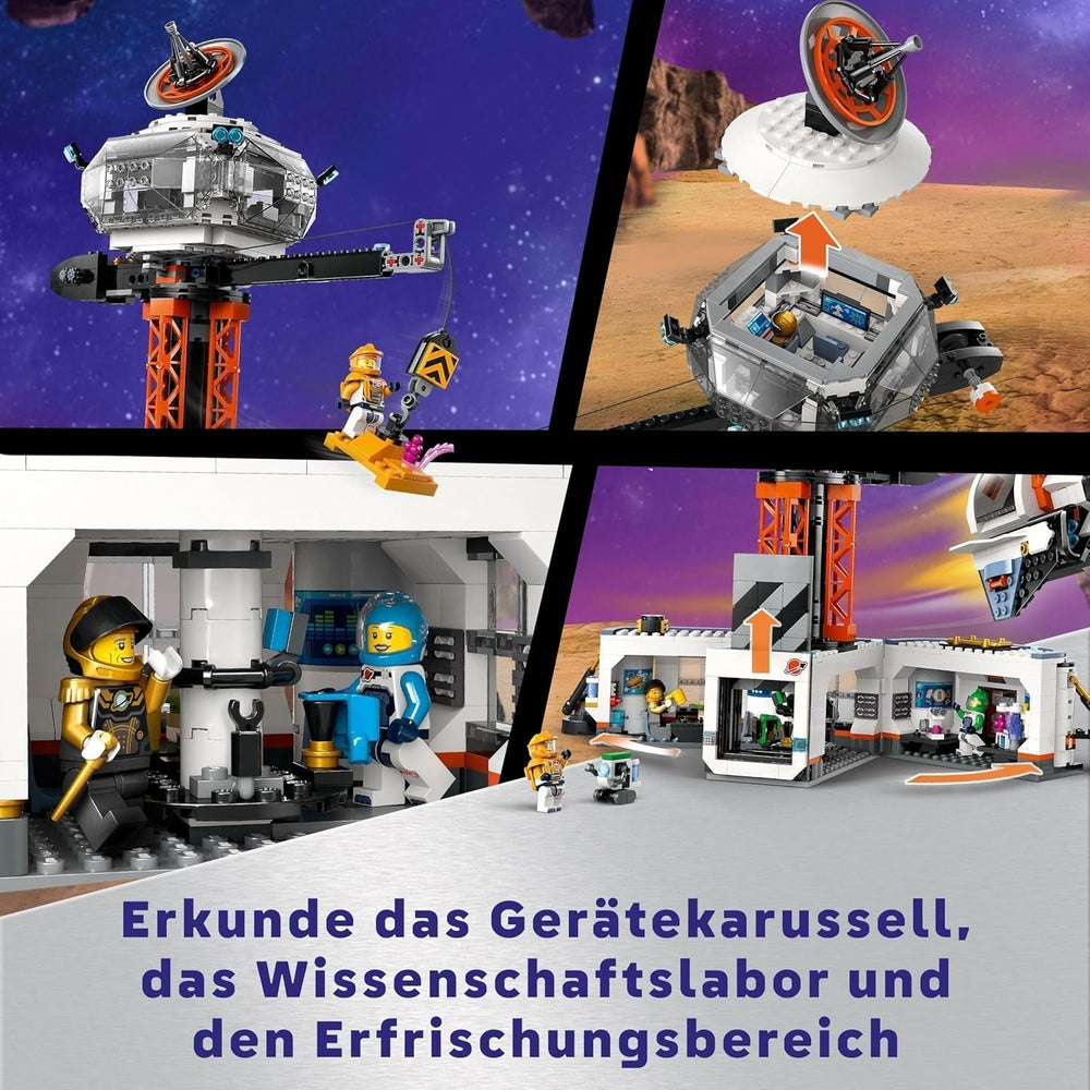 LEGO City Space Base cu rampa de lansare, stație spațială de jucărie cu vehicul spațial și navă spațială pentru copii, set cu 6 minifigurine, roboți și extratereștri, cadou pentru băieți și fete 60434 Seturi de constructie Besuche den LEGO-Store