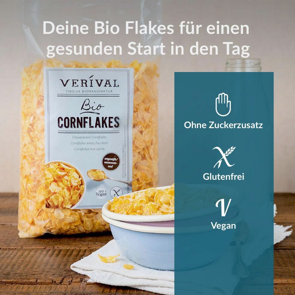 Verival Cornflakes ungesüßt, Packung 6 x 250 Gramm Cereale Naty Shop