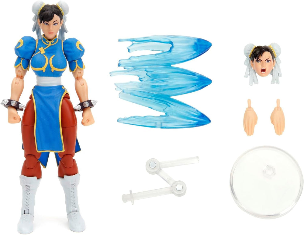 Jada Toys Street Fighter Figure Guile (15 Cm) - Personaj mobil de colecție și de acțiune din Street Fighter 2: The Final Challengers, cu cap, mâini și accesorii alternative, vârsta 13+ Action figures Naty Shop Chun-Li