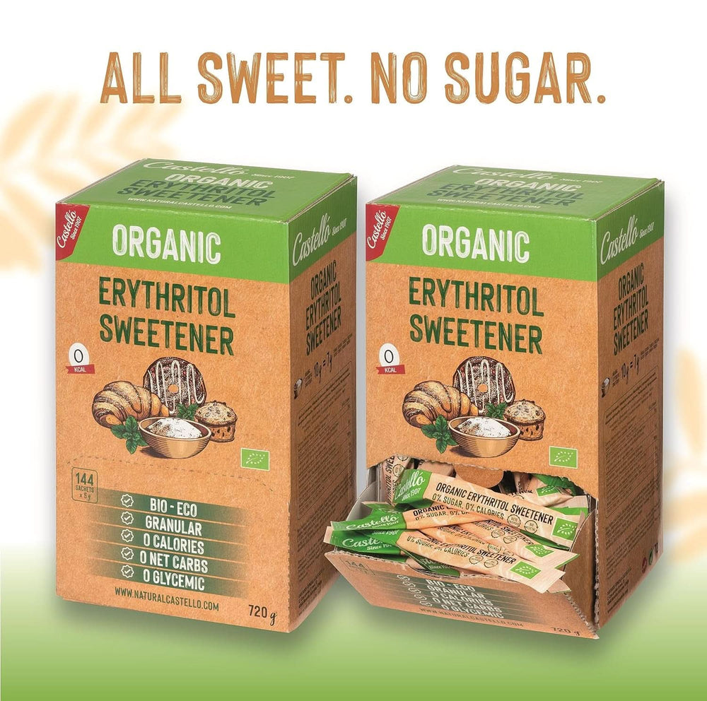 Natürliches Bio-Erythrit | 144 Beutel mit 5 g, insgesamt 720 g Süßstoffe von Naty Shop