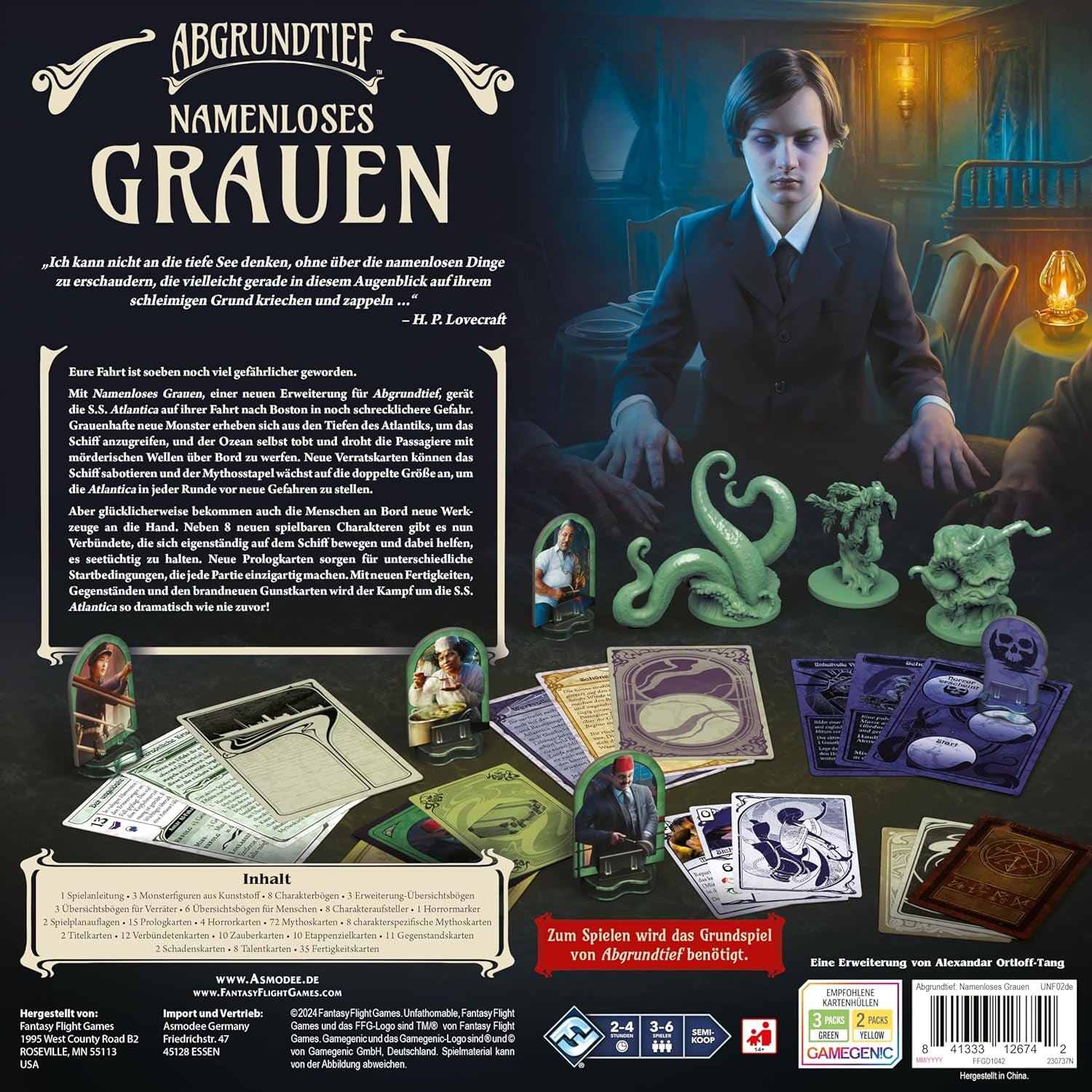 Fantasy Flight Games, Abyss – Horror ohne Namen, Erweiterung, Expertenspiel, Strategiespiel, 3-6 Spieler, ab 14 Jahren, 120-240 Minuten, deutsch, mehrfarbig, bunt