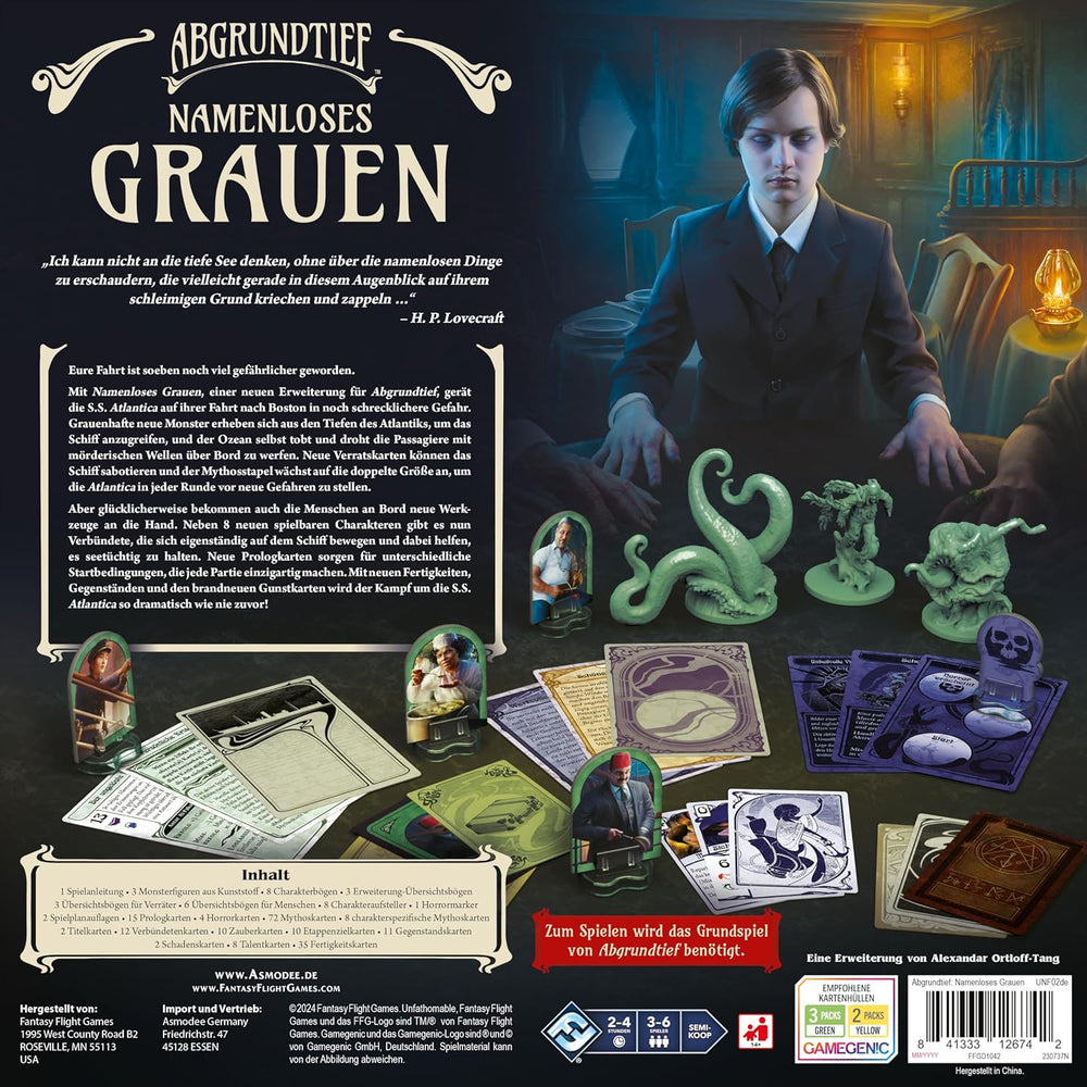 Fantasy Flight Games, Abyss – Horror ohne Namen, Erweiterung, Expertenspiel, Strategiespiel, 3-6 Spieler, ab 14 Jahren, 120-240 Minuten, deutsch, mehrfarbig, bunt