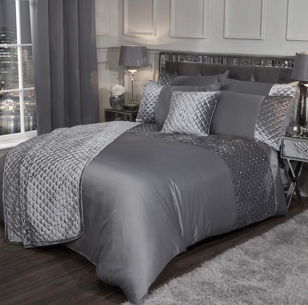 Emma Barclay Glamour Bettwäsche-Set für Doppelbett, Nerz, Polyester, Creme. Betten und Bettdecken. Emma Barclay Graues Doppelbett