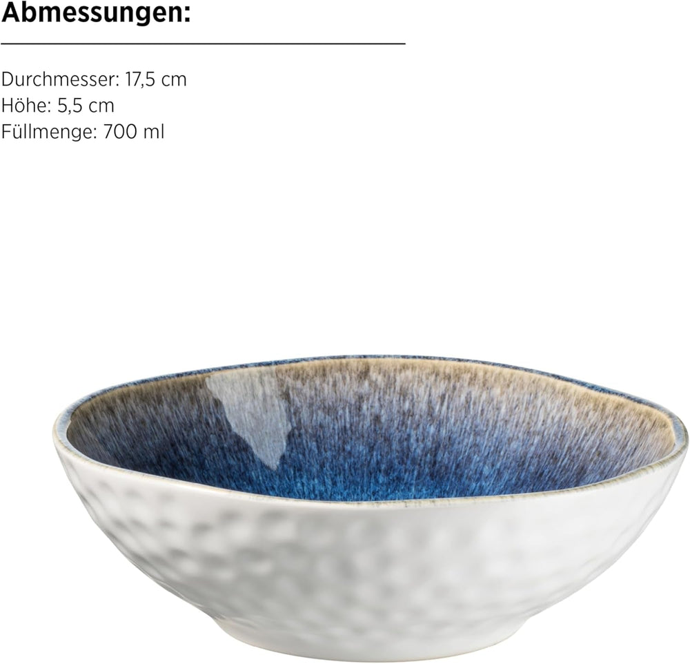 MÄSER 934092 Serie Frozen, Geschirr Set Aus Keramik Für 4 Personen, 16-Teiliges Kombiservice Mit Organischen Formen, Blau Gesprenkeltes Service, Steinzeug, Dunkelblau Tableware Sets Naty Shop